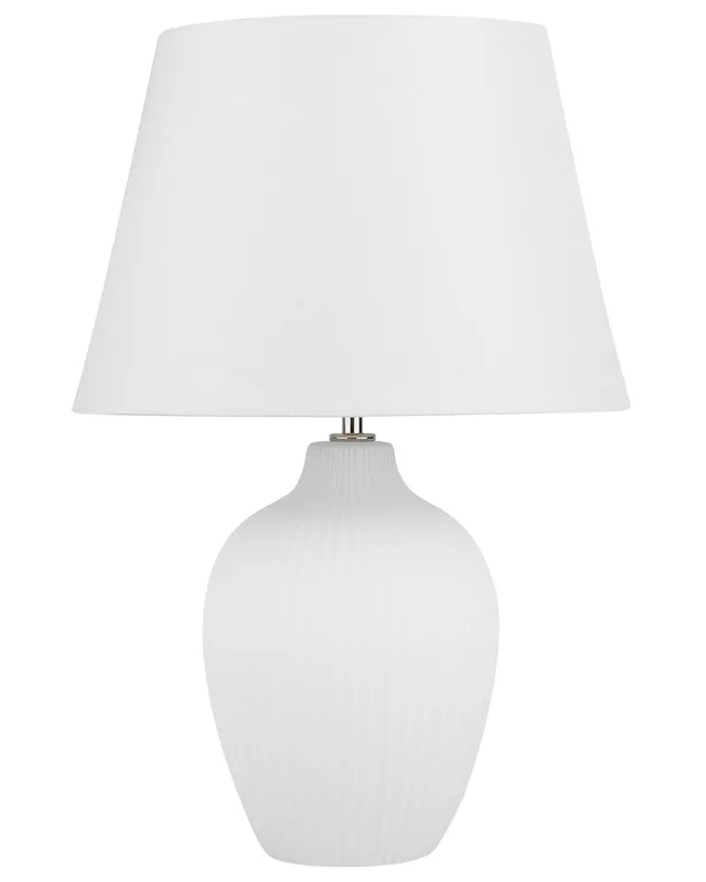 beliani-fergus-tischlampe-wei-leinenschirm-keramik-e27 image 1