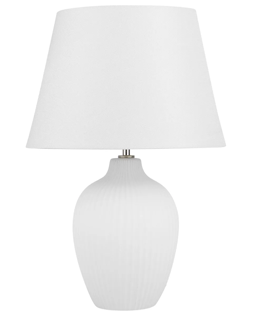beliani-fergus-tischlampe-wei-leinenschirm-keramik-e27 image 1