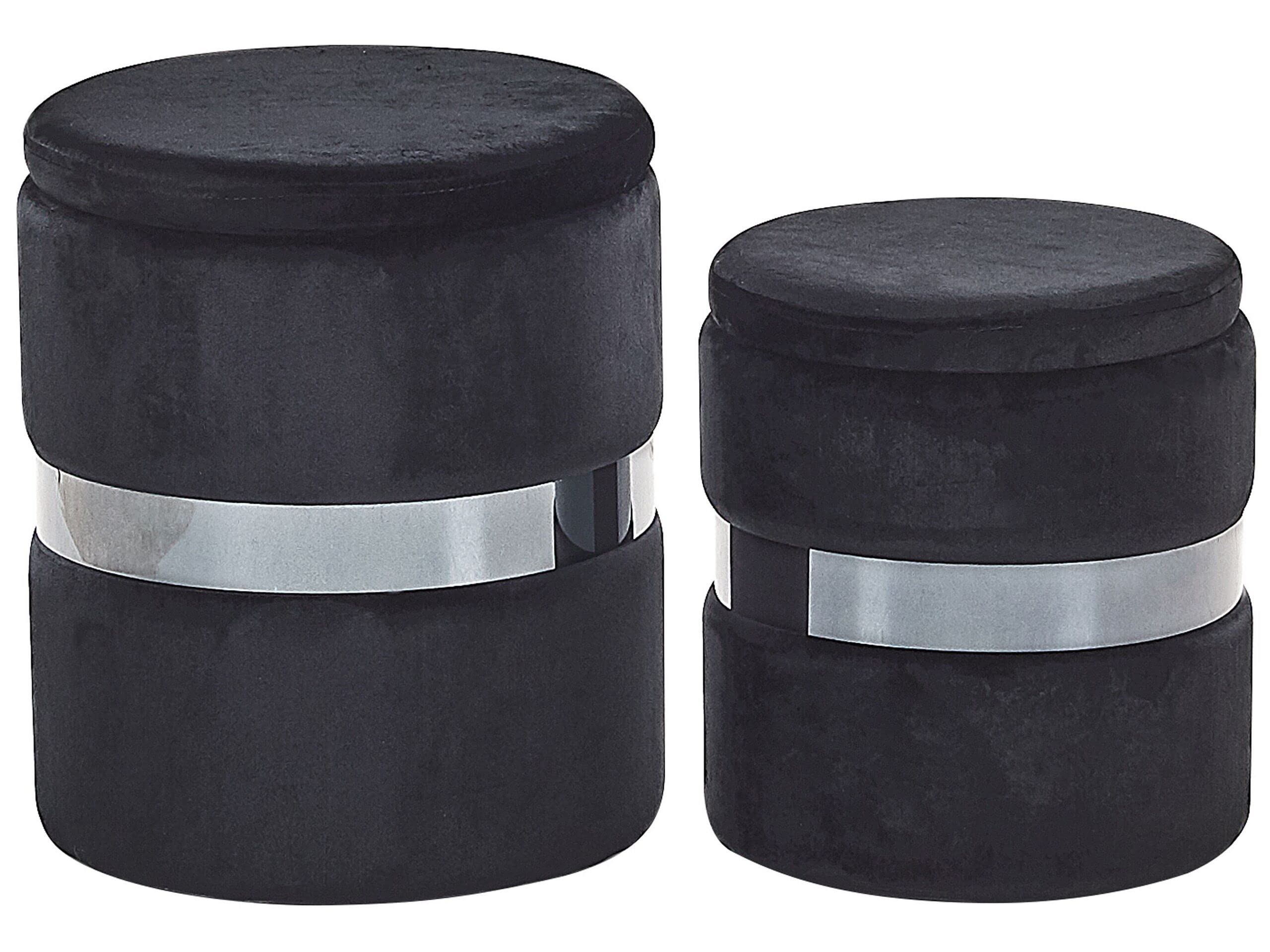 beliani-doris-pouf-samt-schwarz-2er-set-mit-stauraum image 1
