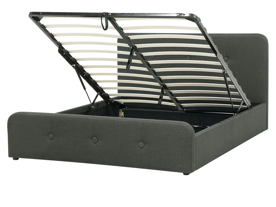 beliani-rentiere-bett-160x200-dunkelgrau-stoff-mit-stauraum image 1