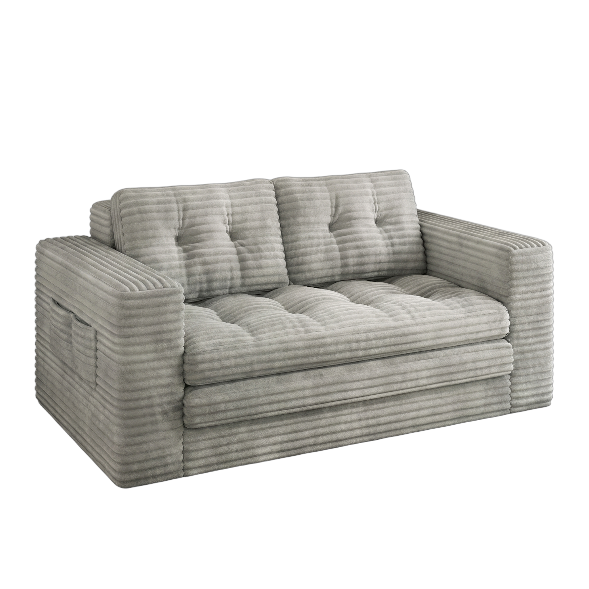 bealife-sofas-ar39-schlafsofa-cord-grau-150cm-schlaffunktion-bett image 1