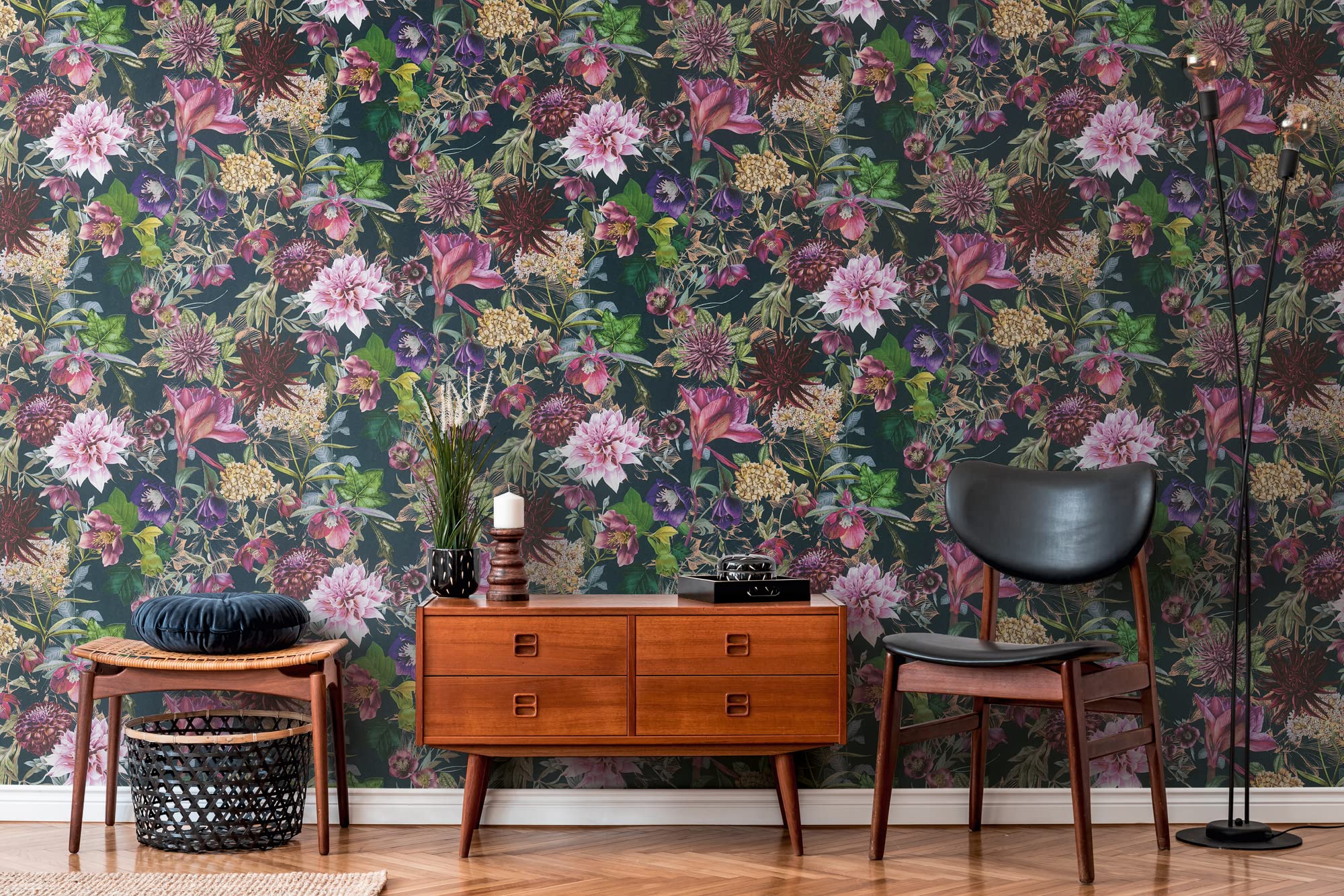 a-s-cr-ation-381756-vliestapete-blumentapete-dunkelgr-n-schwarz image 6