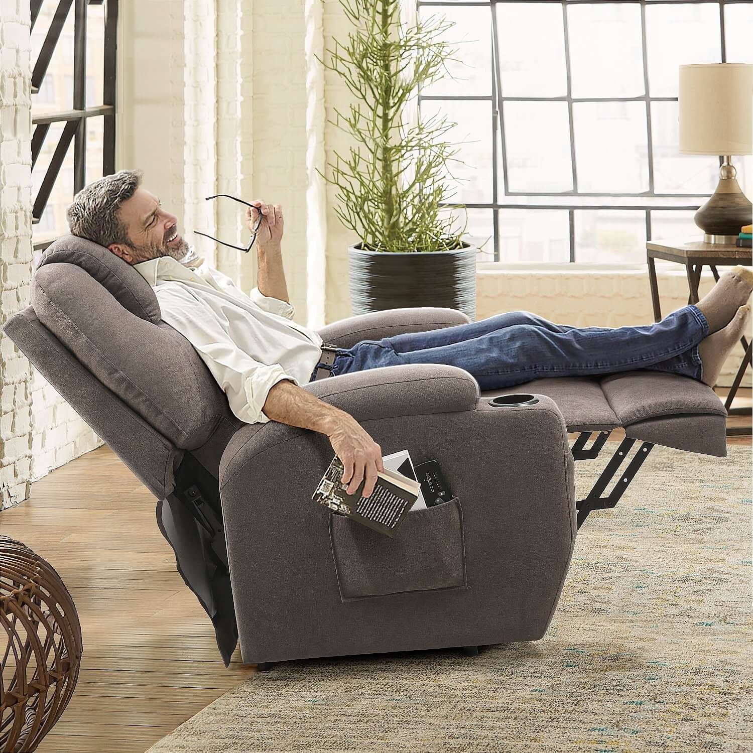 homall-recliner-chair-aufstehsessel-grau-stoff-massage image 3