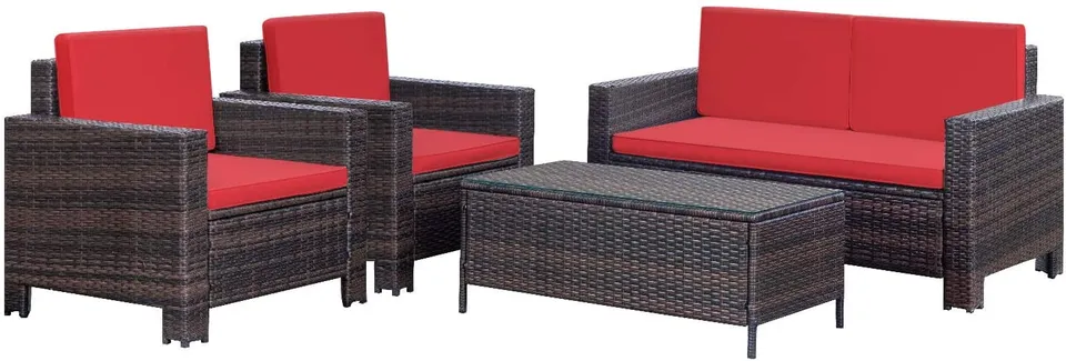 homall-patio-furniture-rattan-loungeset-4-tlg-mit-glastisch image 1