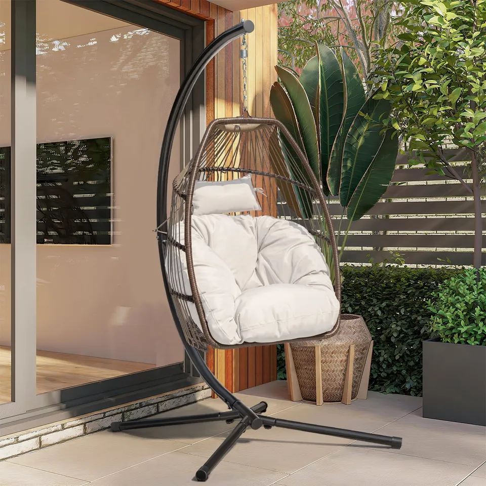 homall-patio-h-ngesessel-grau-mit-gestell-und-kissen image 1