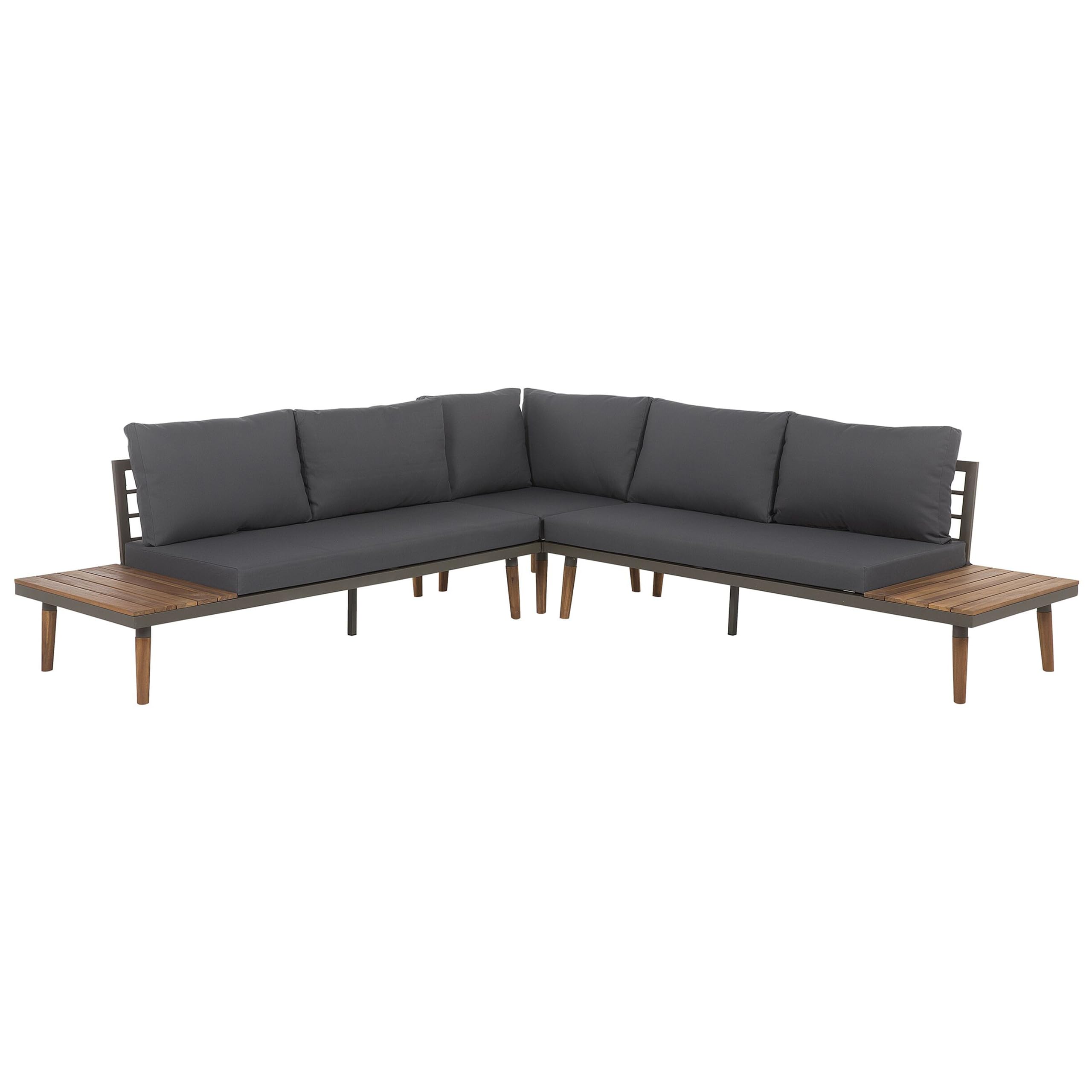 beliani-corato-lounge-set-akazienholz-5-sitzer-dunkelgrau image 4