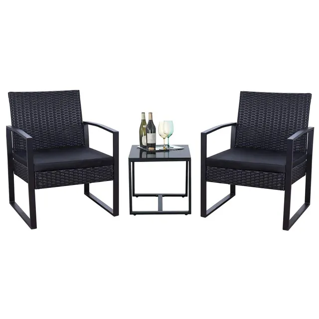 homall-patio-furniture-bistro-set-rattan-3-teilig-schwarz image 1