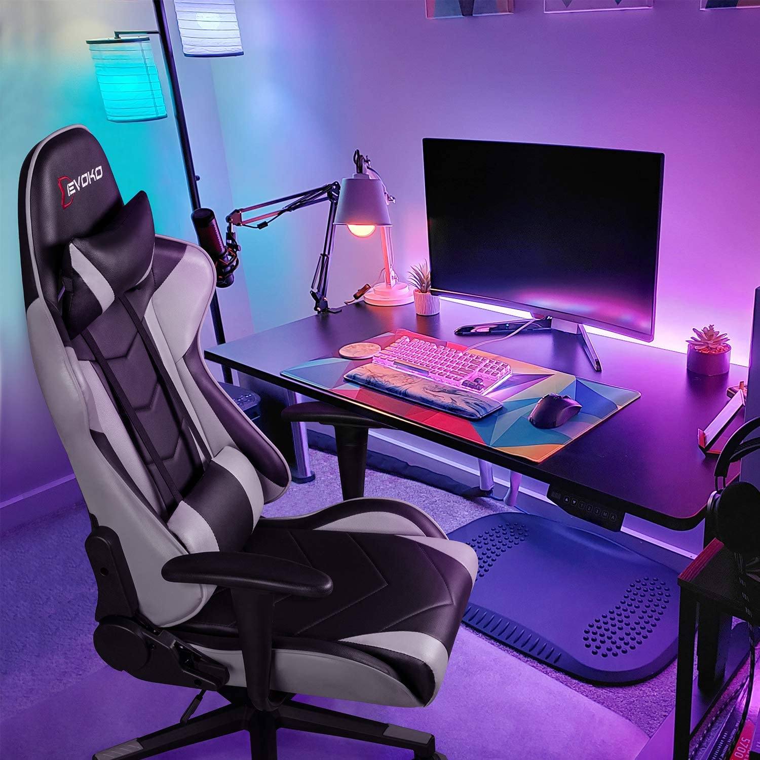 homall-gaming-chair-gamingstuhl-wei-kunstleder-drehbar image 2