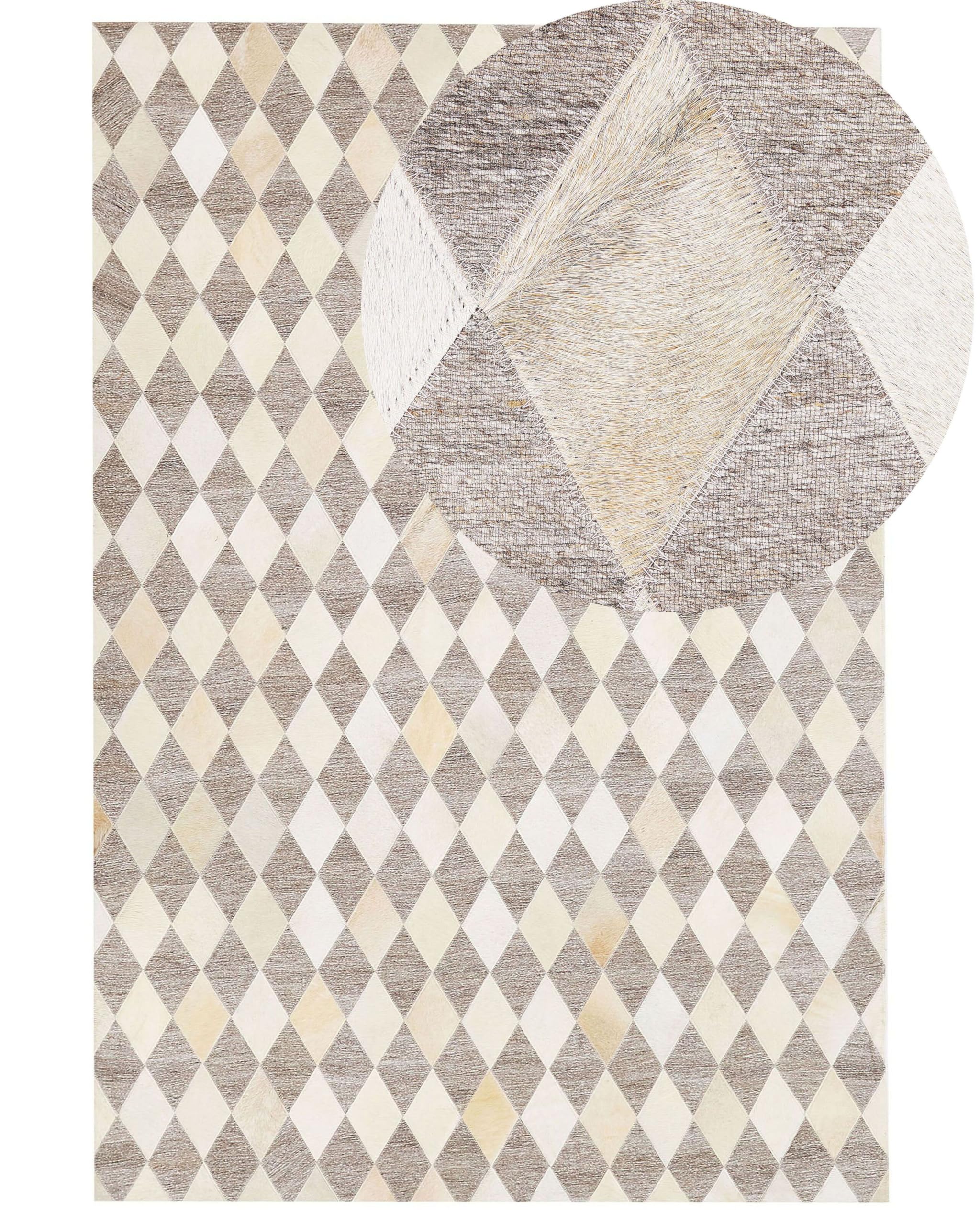 beliani-seslice-lederteppich-160x230-cm-beige-braun-karo image 1