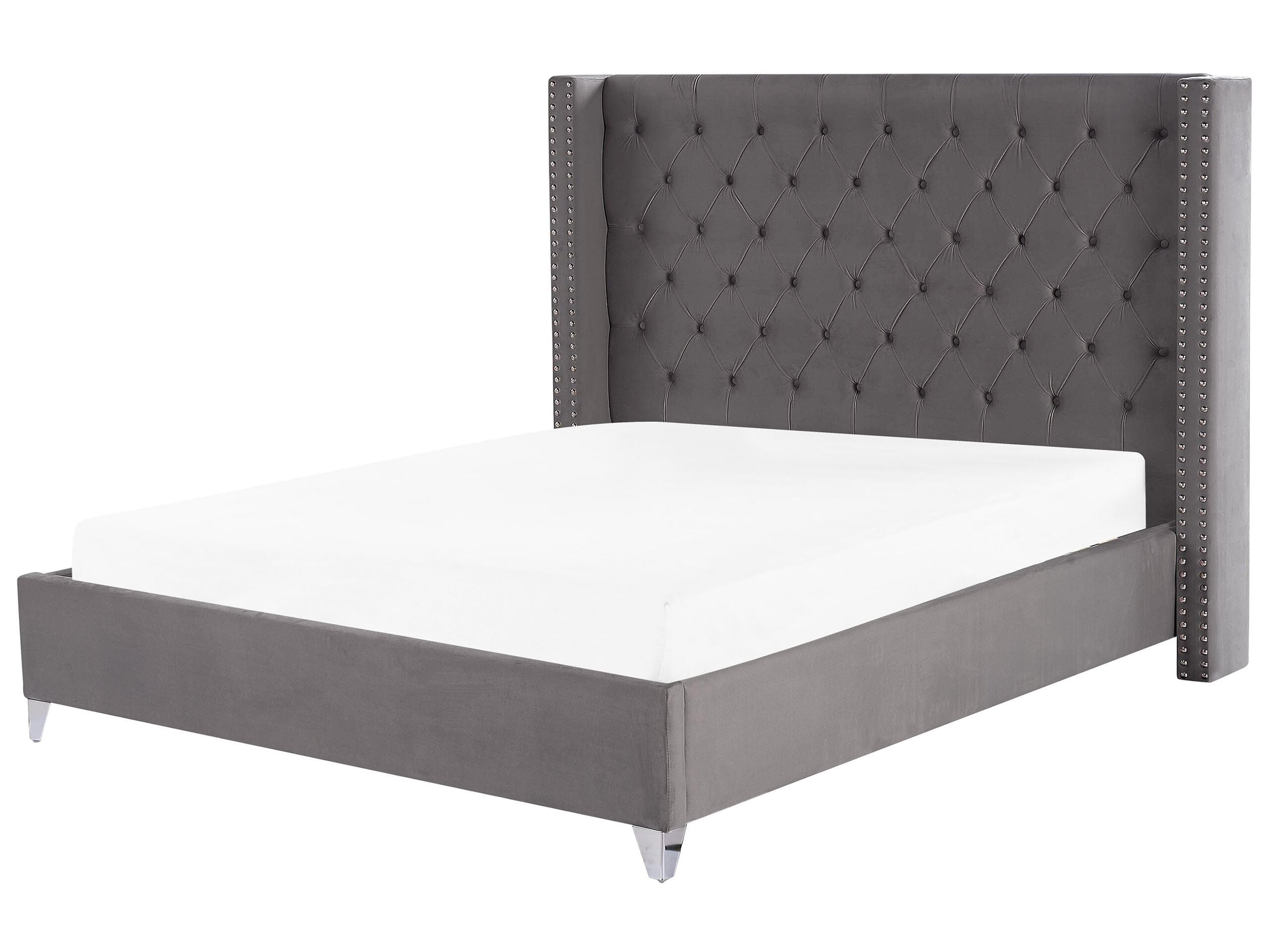 beliani-lubbon-bett-180x200-grau-samt-chesterfield image 1