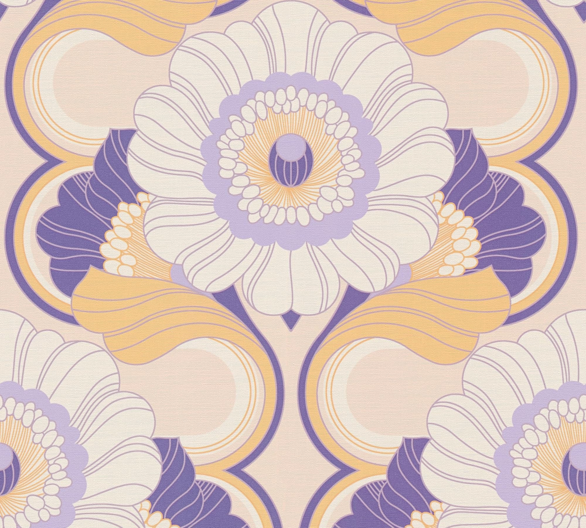 a-s-cr-ation-tapeten-retro-vliestapete-blumen-gelb-lila image 2