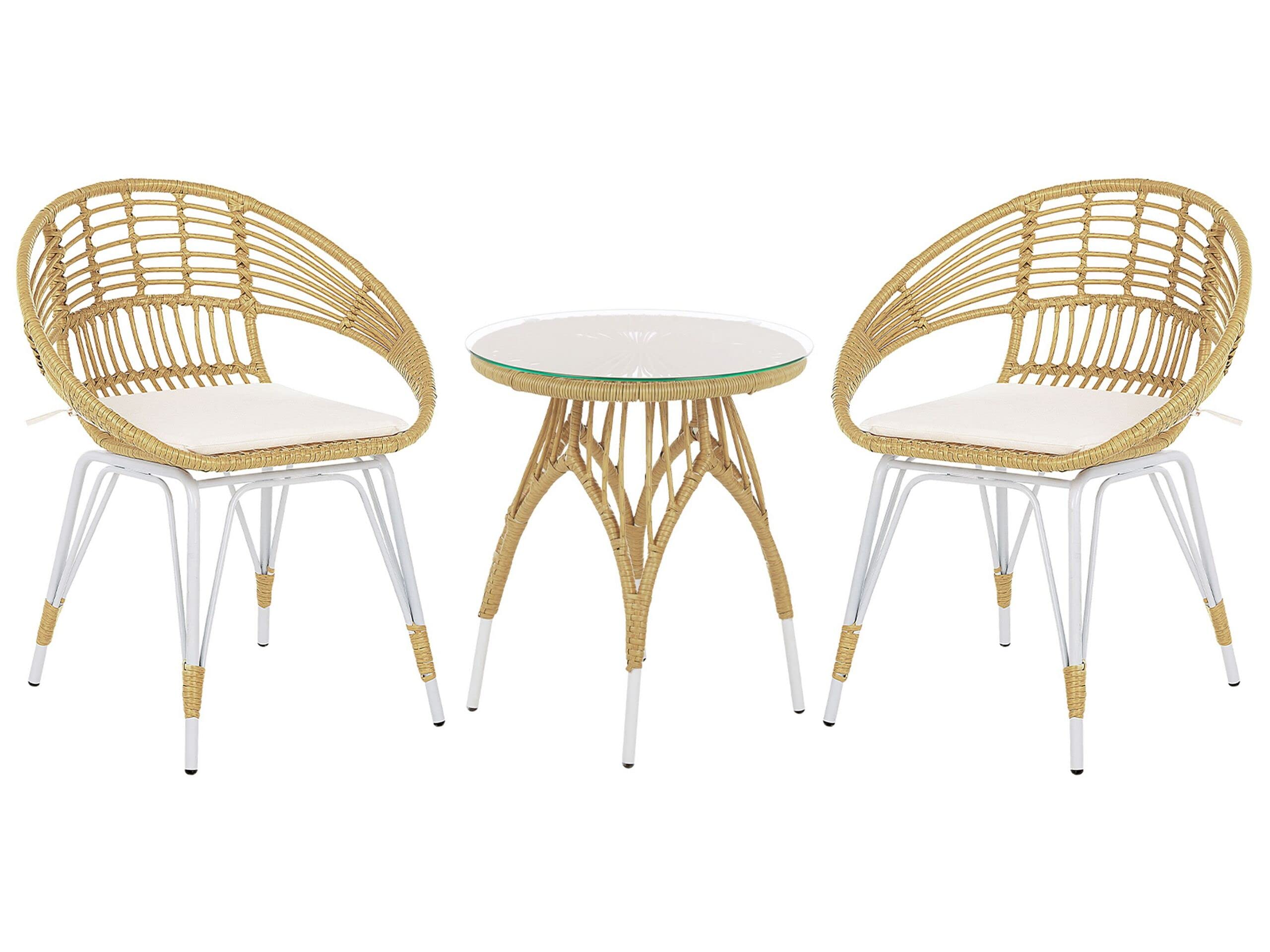 beliani-pellaro-balkonset-rattan-hellbraun-beige-2-sitzer image 1