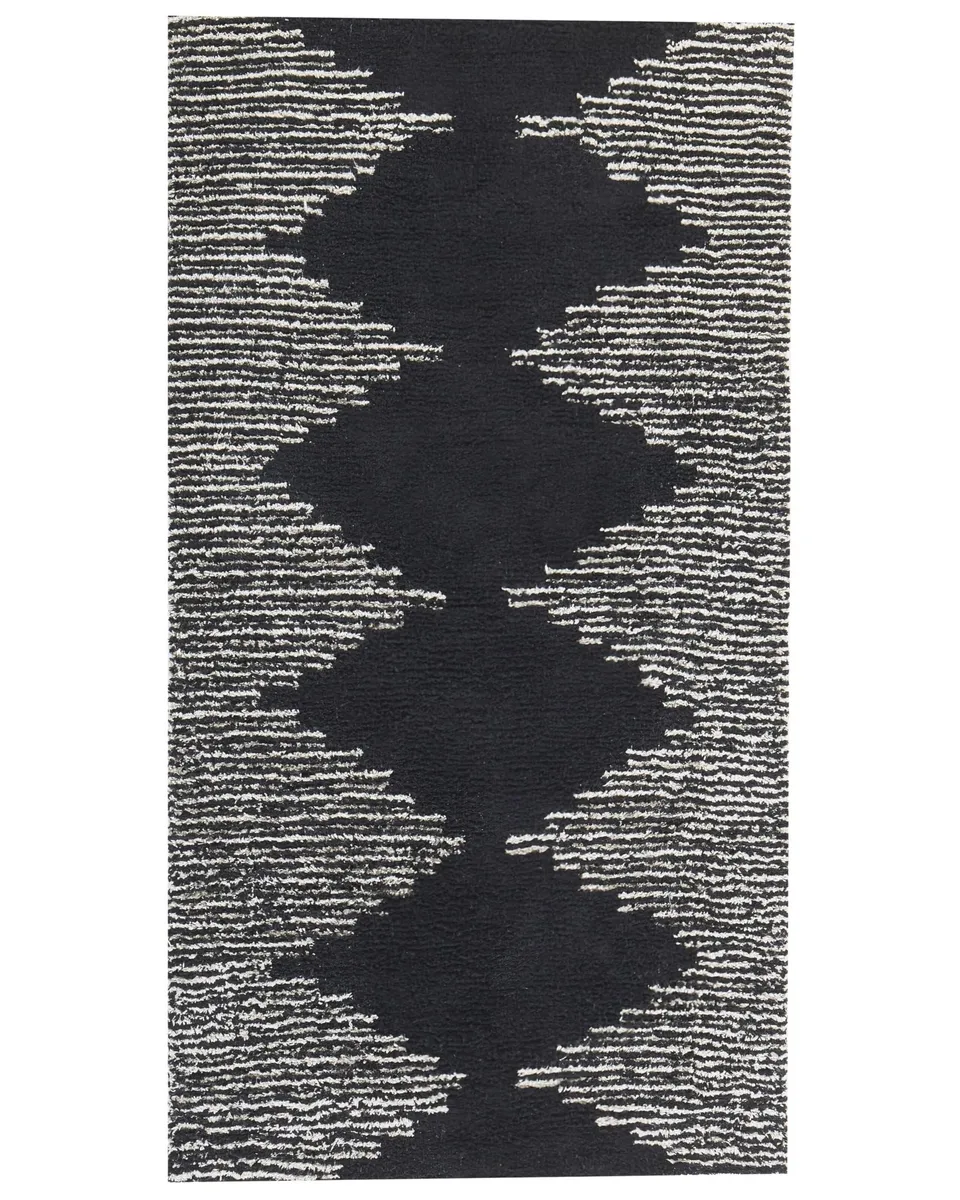 beliani-bathinda-l-ufer-80x150-cm-baumwolle-schwarz-wei image 1