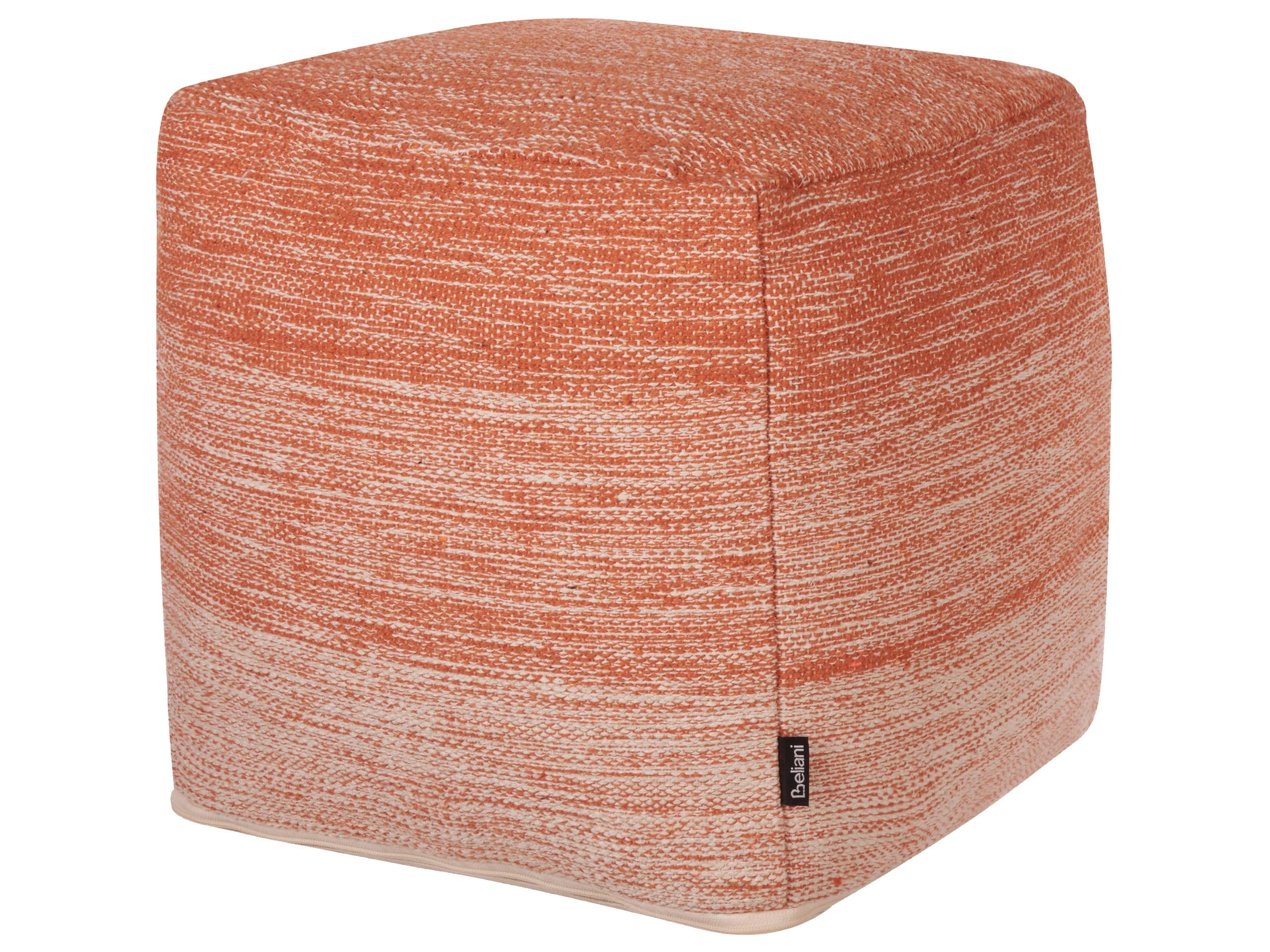 beliani-hirri-sitzpouf-40x40-orange-baumwolle-gestreift image 1
