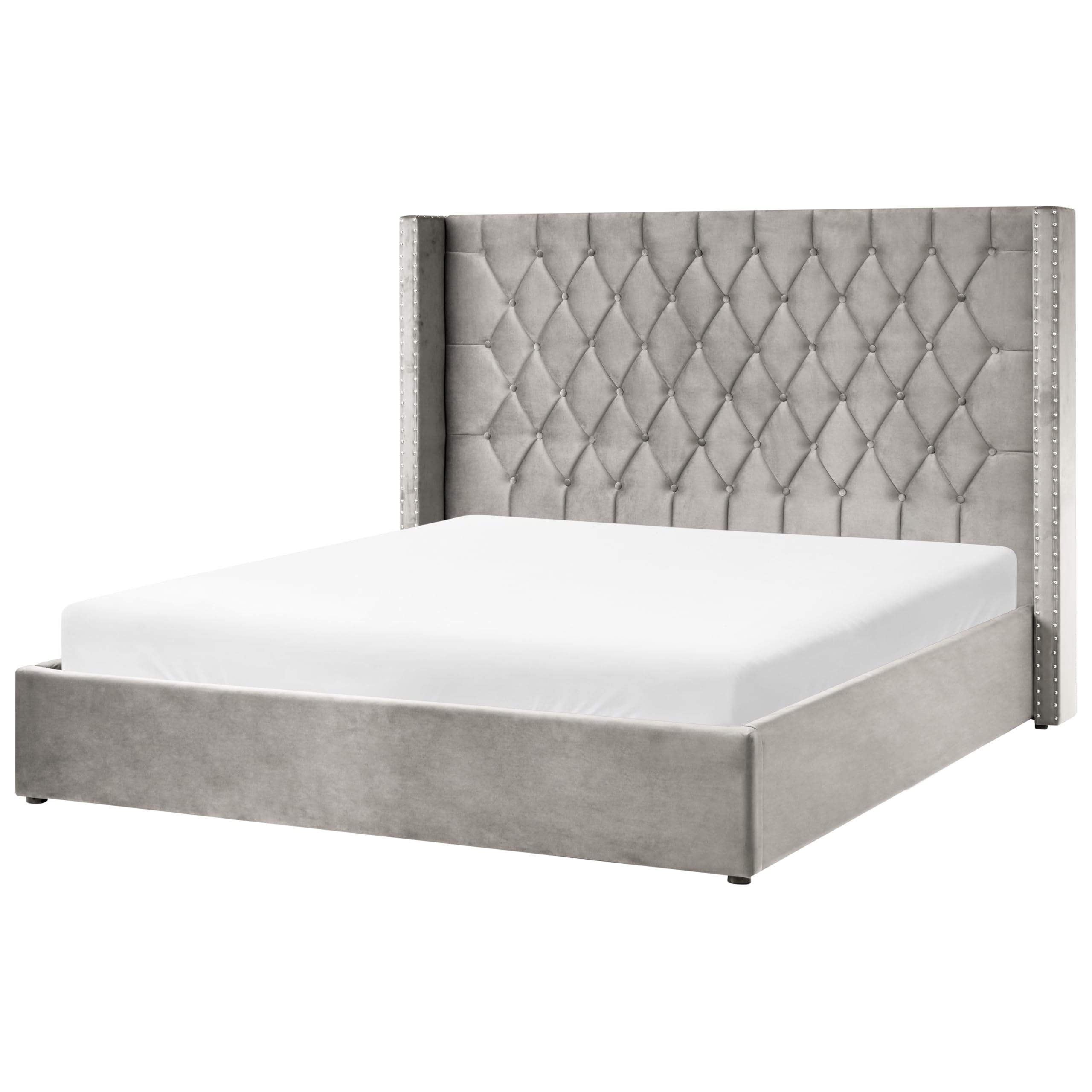 beliani-betten-lubbon-samtbett-180x200-hellgrau-mit-bettkasten image 5