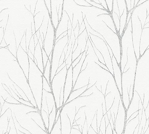 a-s-cr-ation-blooming-372602-vliestapete-baum-wei-silber image 8