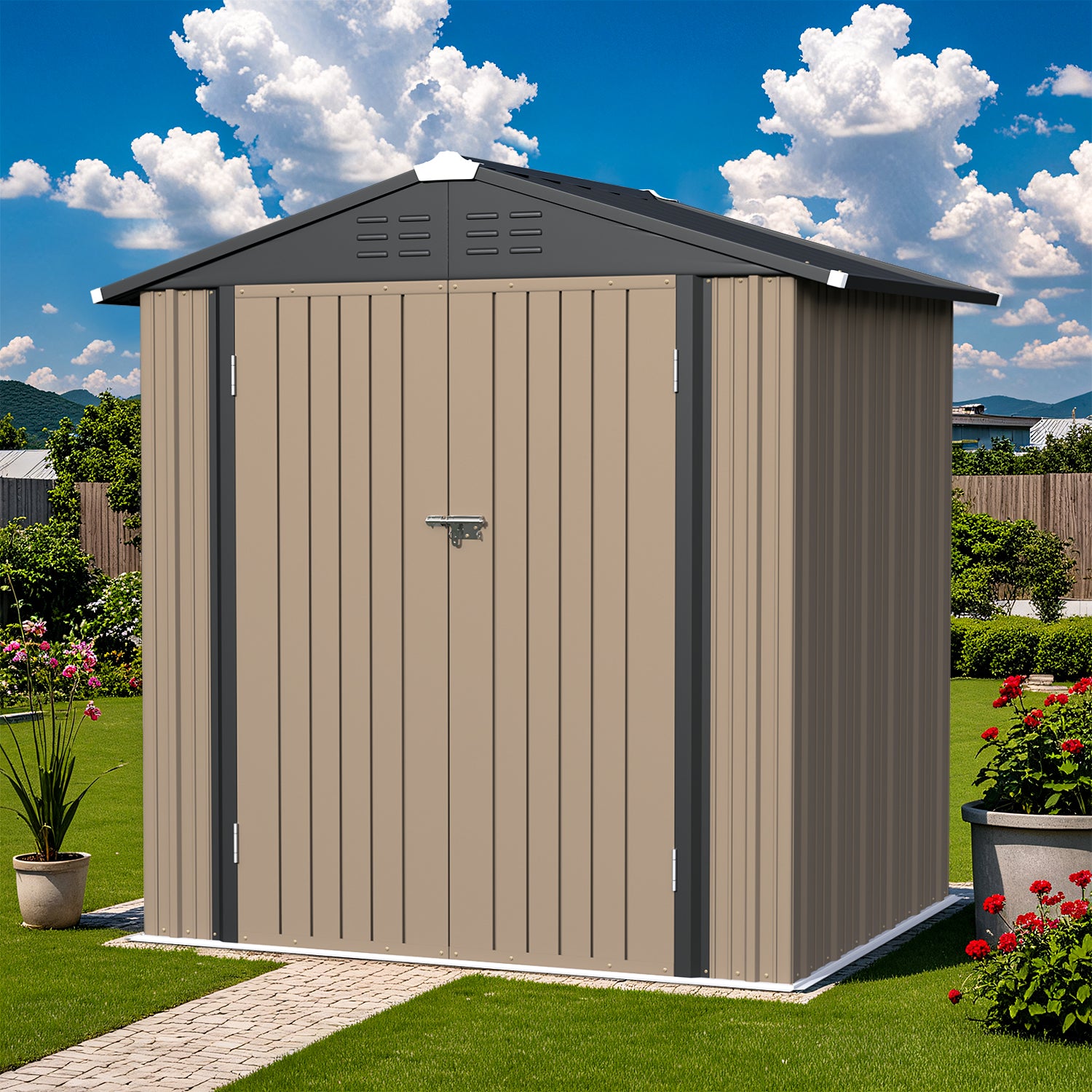 homall-metal-shed-ger-tehaus-metall-braun-6x4-abschlie-bar image 6