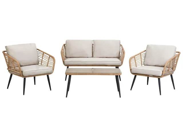 beliani-corinth-ii-gartenset-rattan-grau-4-sitzer image 1