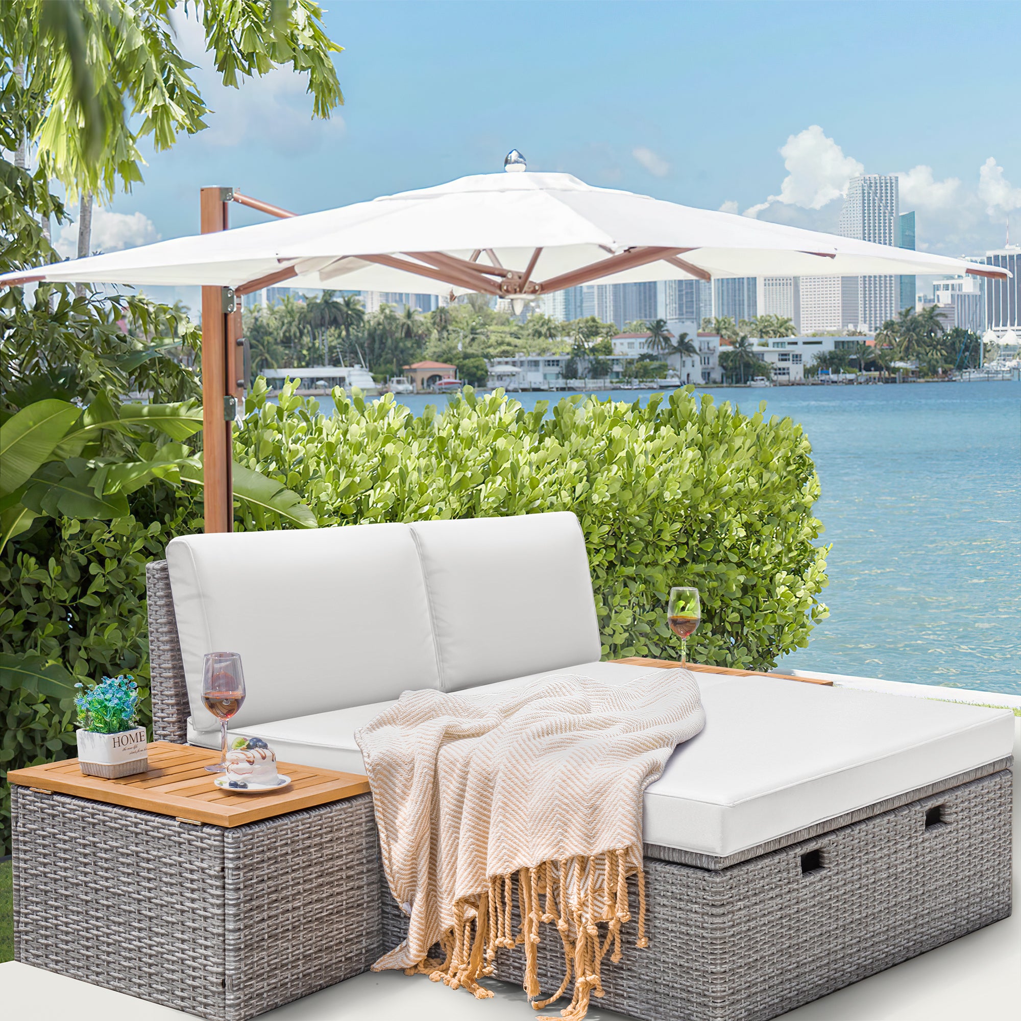 homall-patio-furniture-daybed-rattan-sonnenliege-dunkelblau-wetterfest image 2