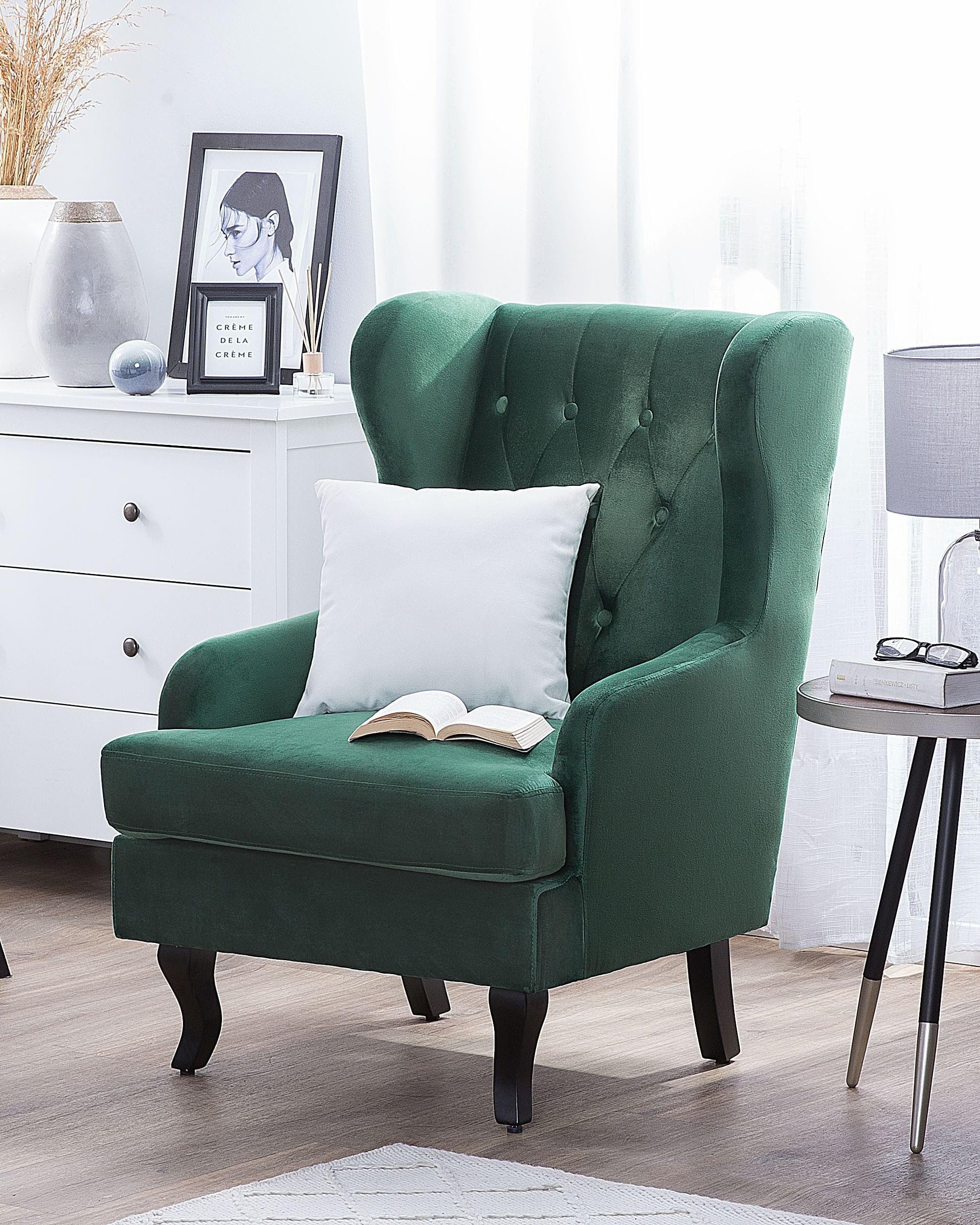 beliani-alta-ohrensessel-samt-gr-n-chesterfield image 2