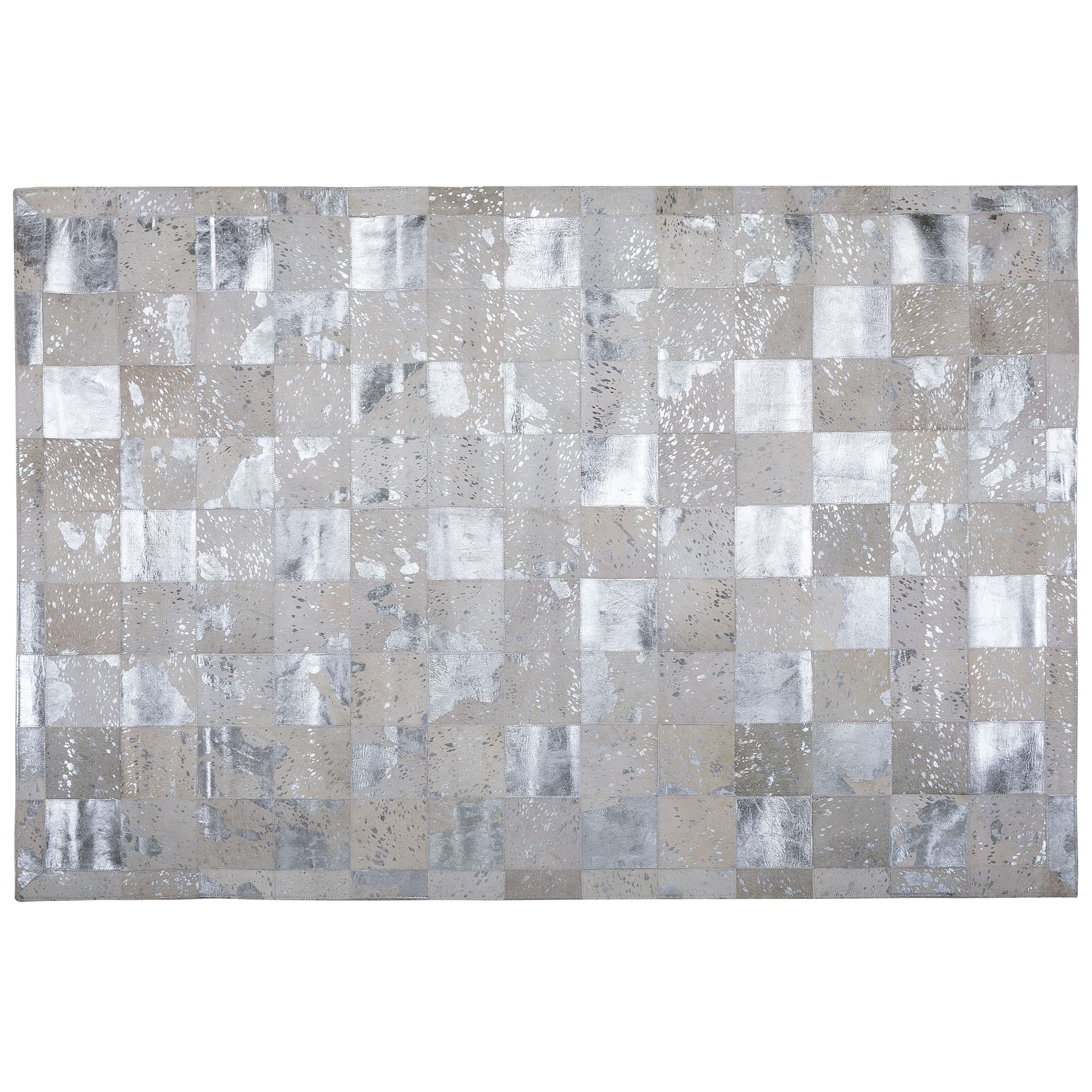 beliani-yazir-lederteppich-160x230-beige-silbern-patchwork image 3