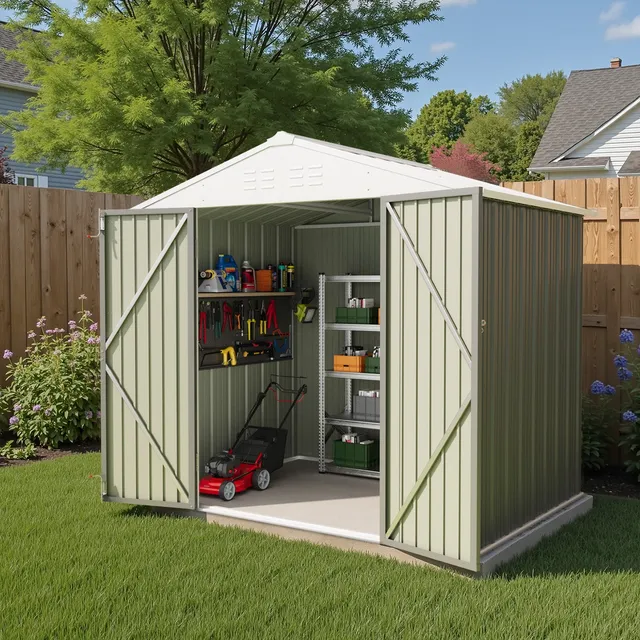 homall-ger-tehaus-metall-grau-8x6-fu-garten image 1