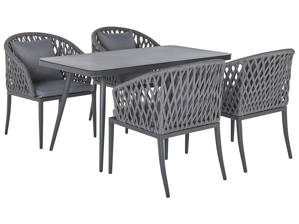 beliani-lipari-gartenm-bel-set-grau-alu-140x80-4-st-hle image 1