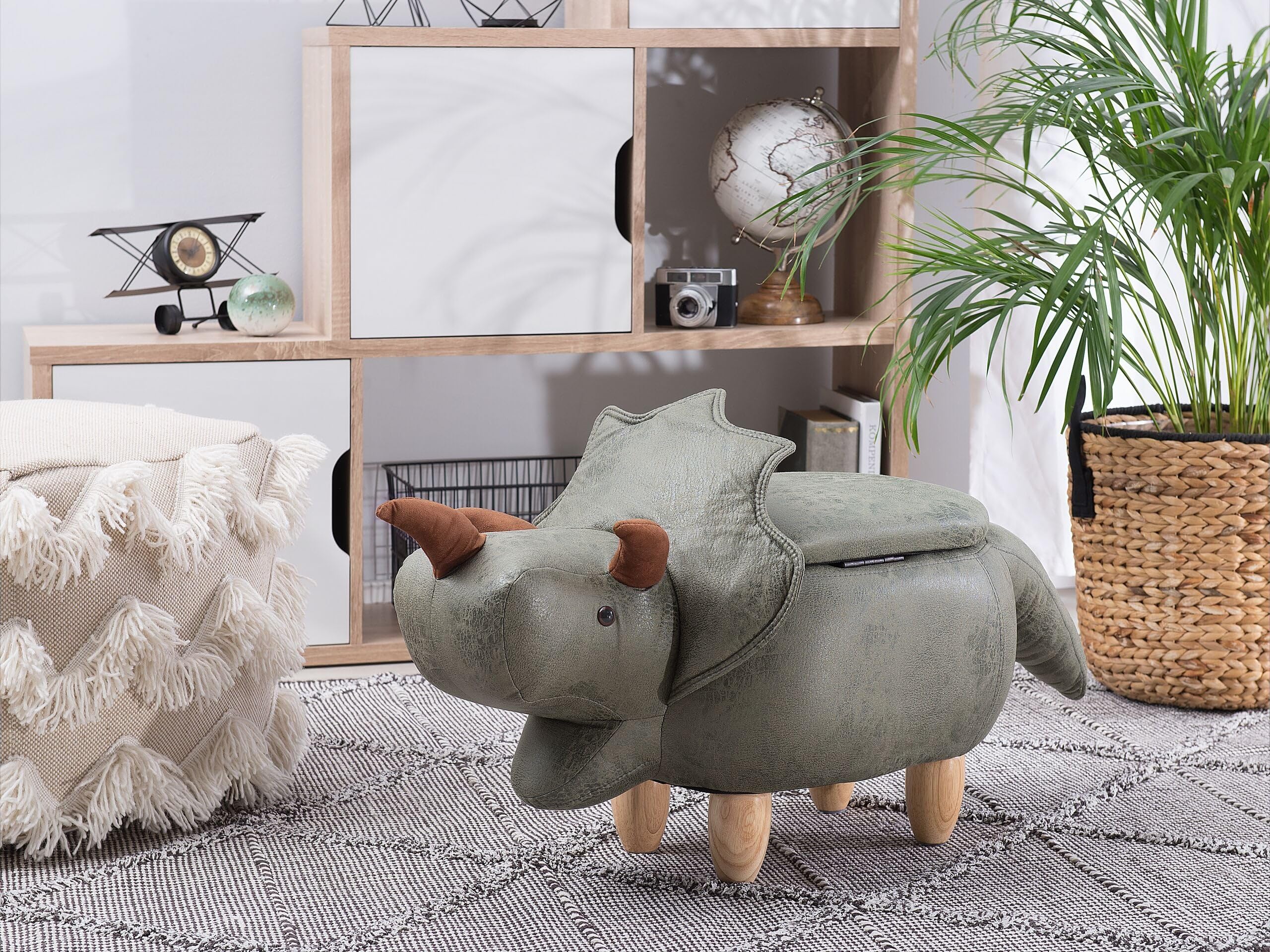 beliani-triceratops-dino-hocker-gr-n-kinder-holz image 2