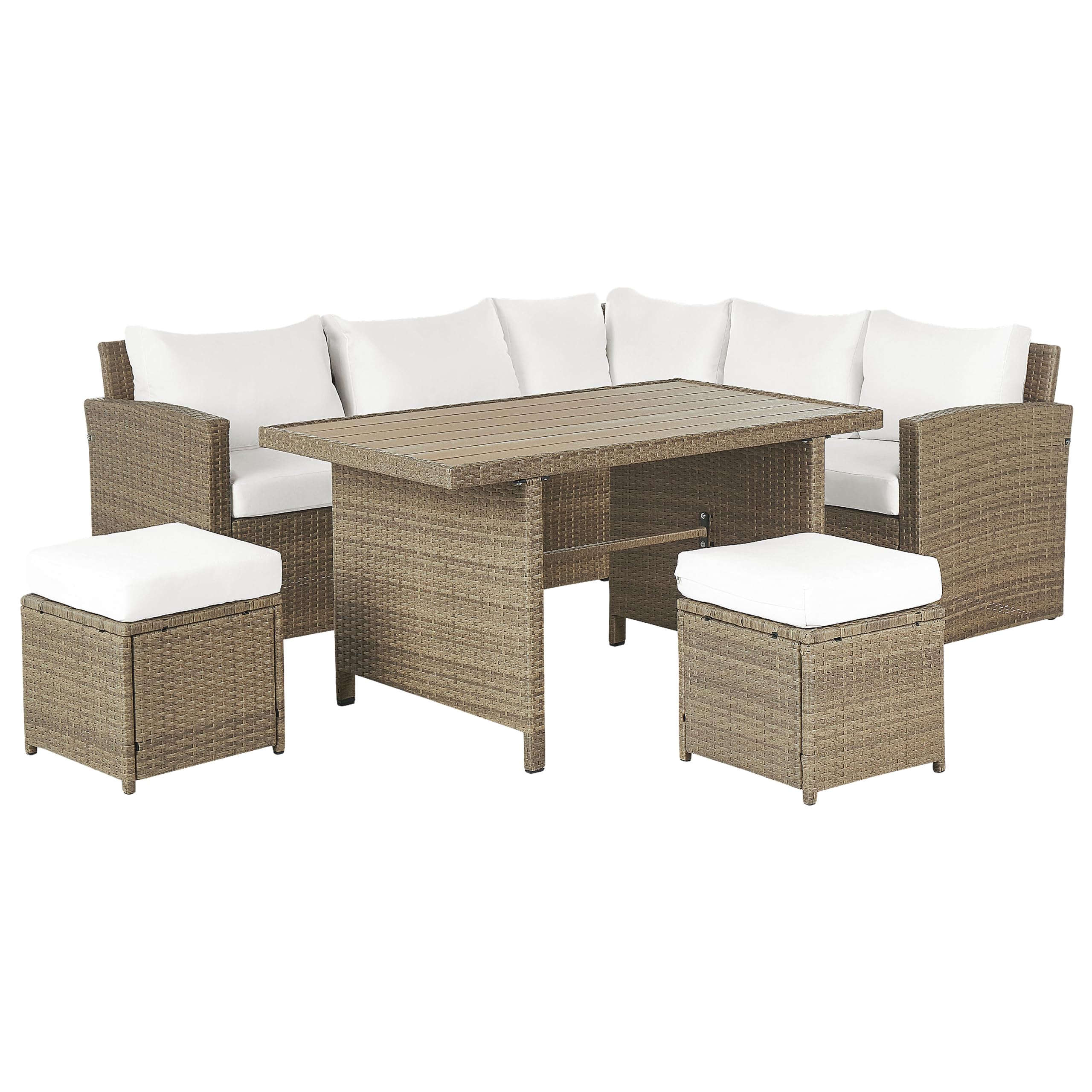 beliani-bardi-lounge-set-5-sitzer-braun-polyrattan-wei-e-kissen image 4