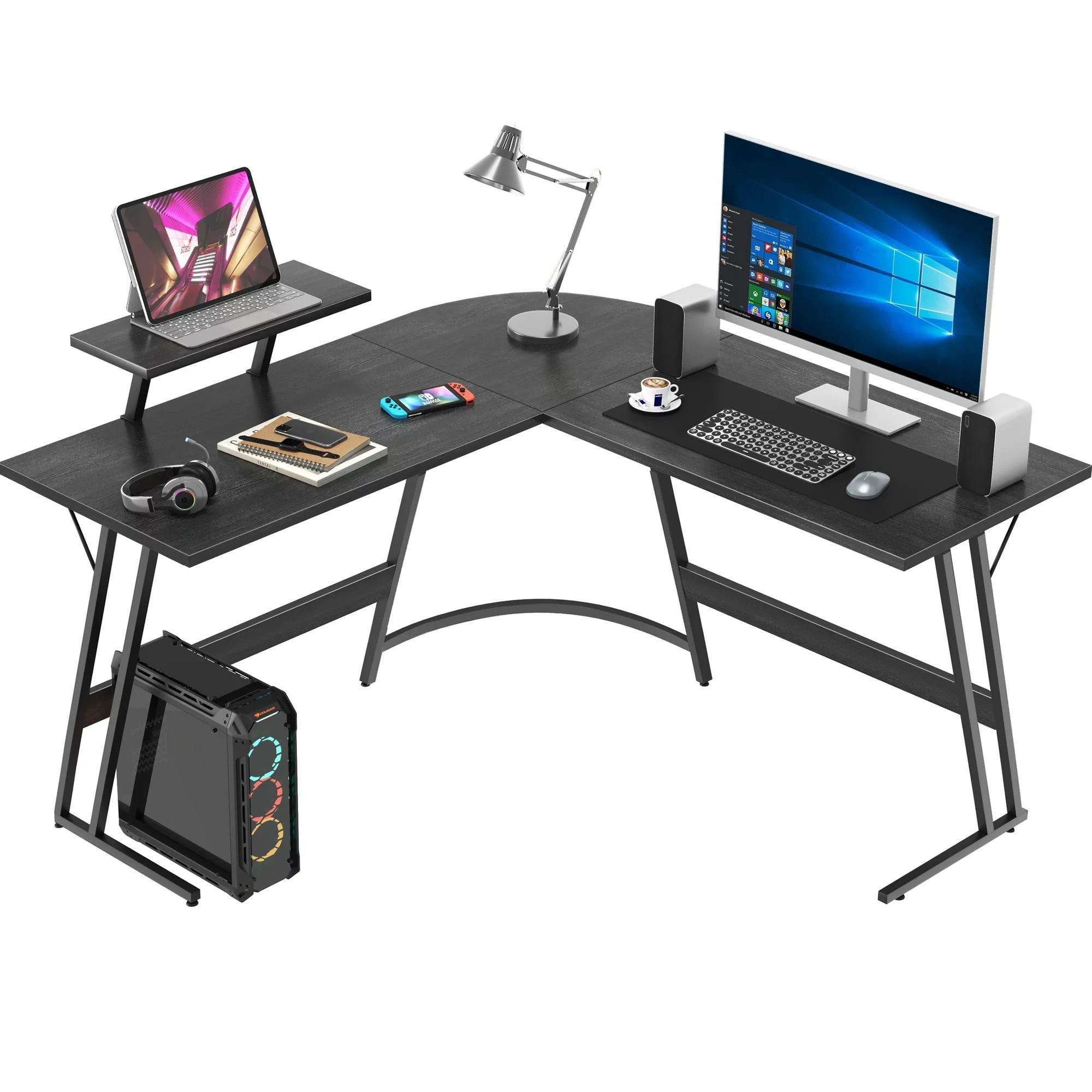 homall-gaming-desk-l-form-eckschreibtisch-schwarz-51-zoll image 8