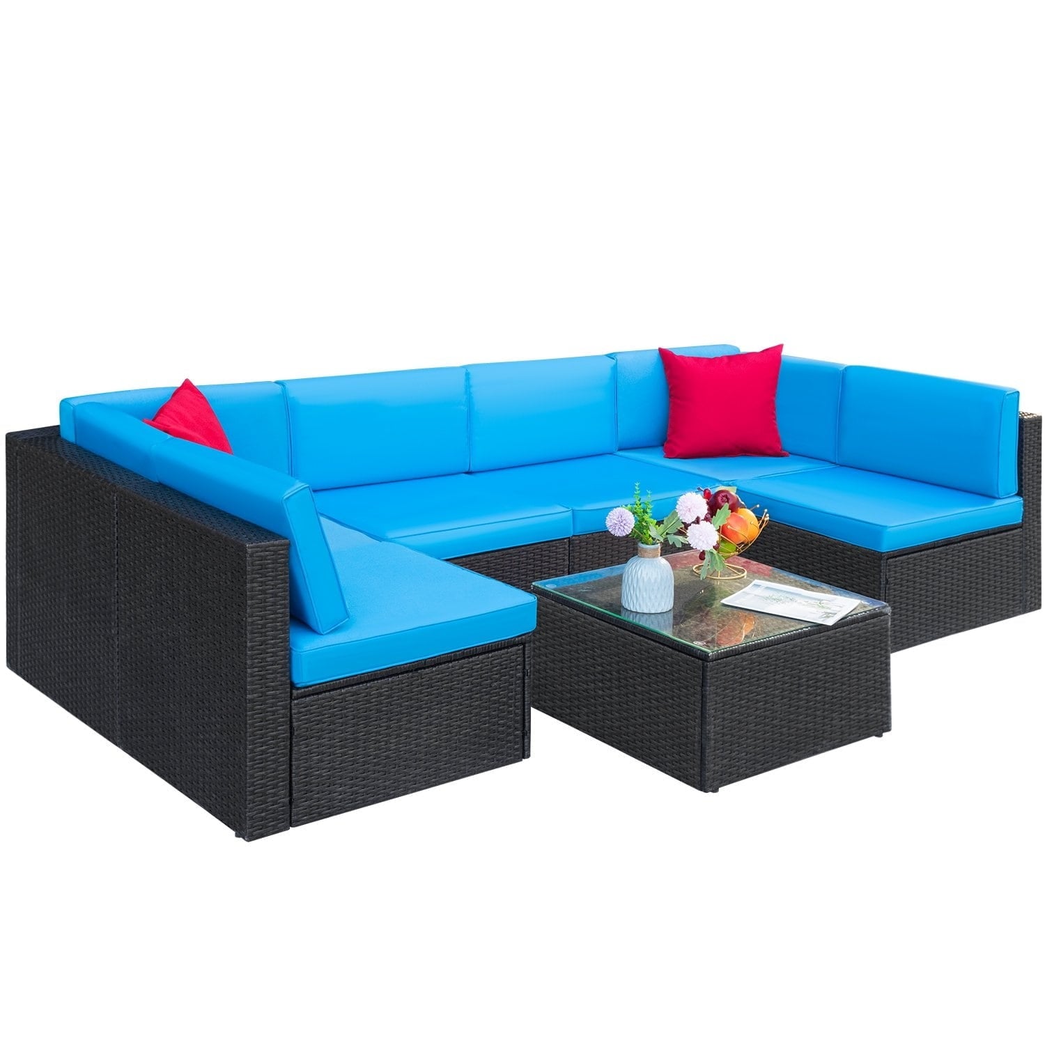 homall-patio-furniture-lounge-set-7-teilig-beige-rattan image 6