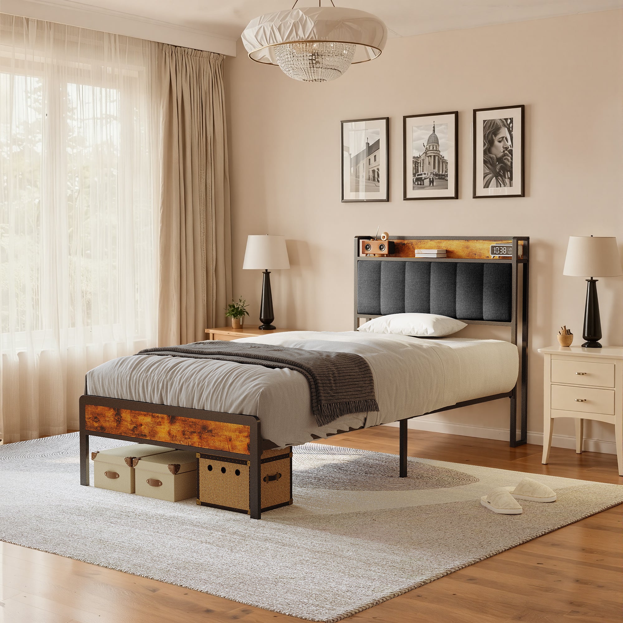 bealife-bf24-einzelbett-metall-90x200-dunkelgrau-mit-ablage image 7