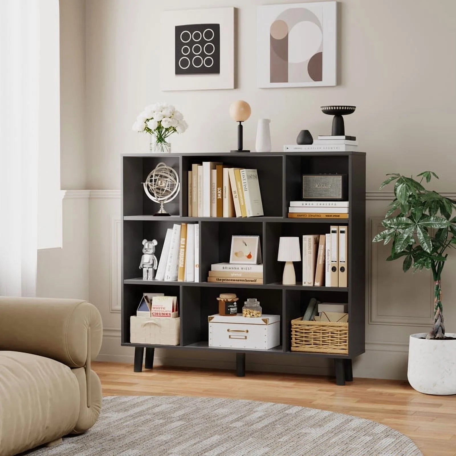 homall-bookcase-w-rfelregal-wei-3-f-cher-mit-beinen image 2