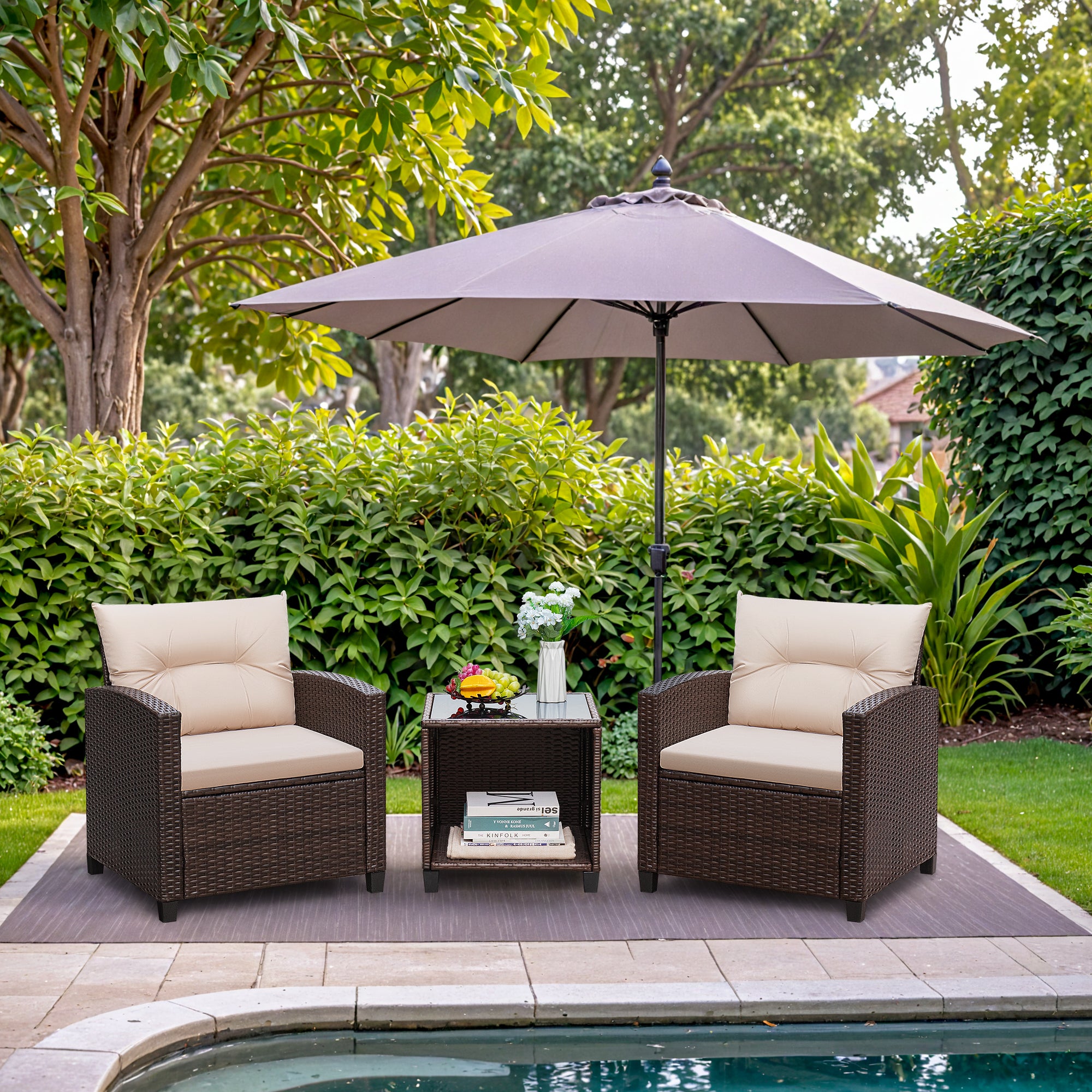 homall-patio-furniture-bistro-set-rattan-beige-3-teilig image 1