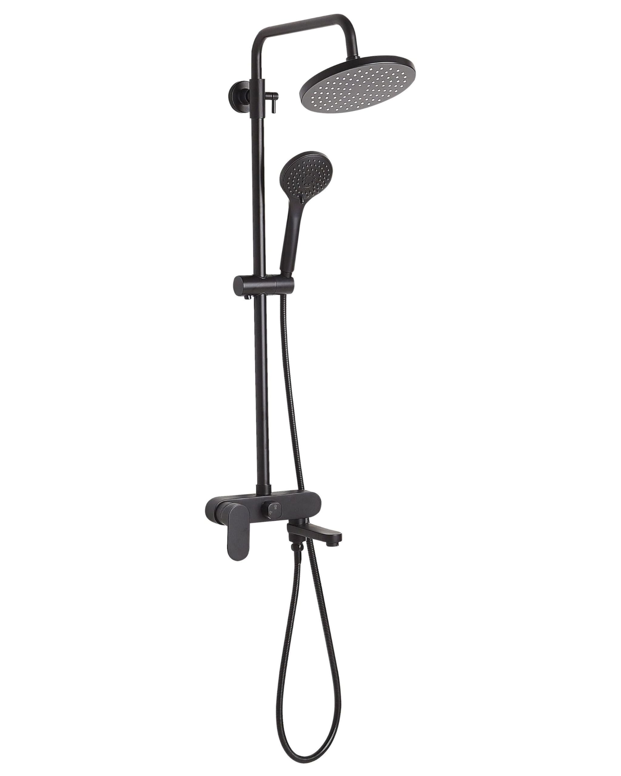 beliani-gurara-duschsystem-kopf-handbrause-schwarz-matt image 1
