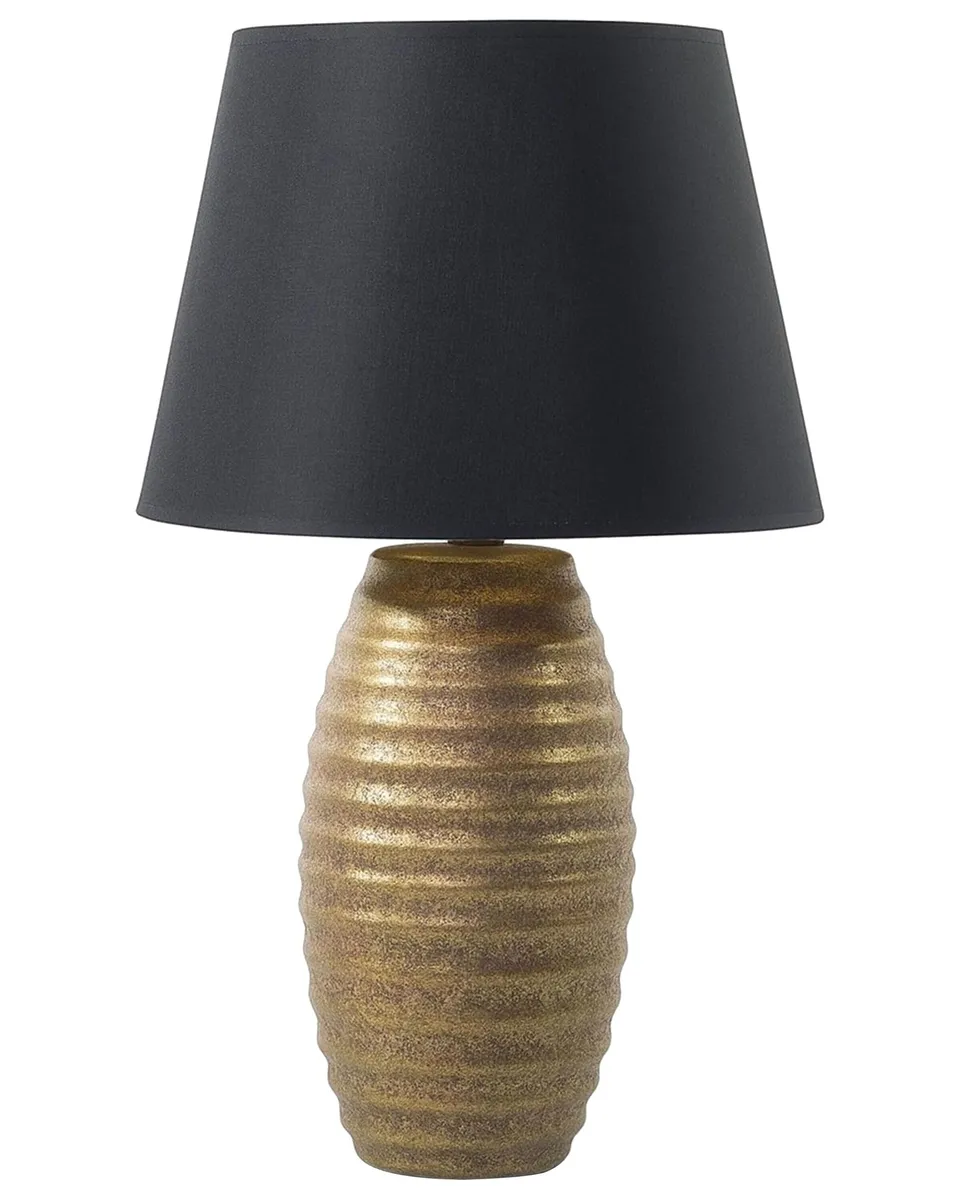 beliani-erbo-tischlampe-gold-schwarz-porzellan-stoff image 1