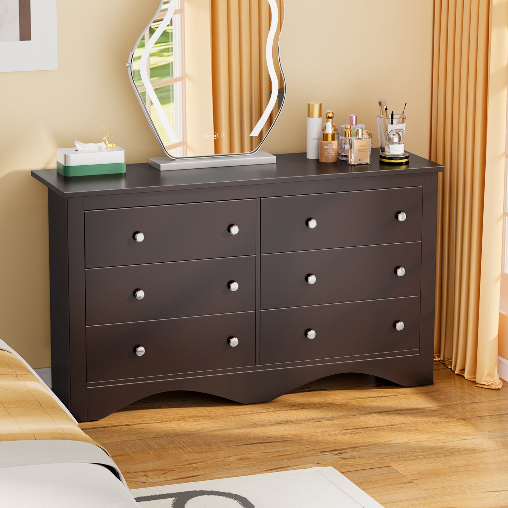 homall-bedroom-kommode-6-schubladen-wei-holz image 3
