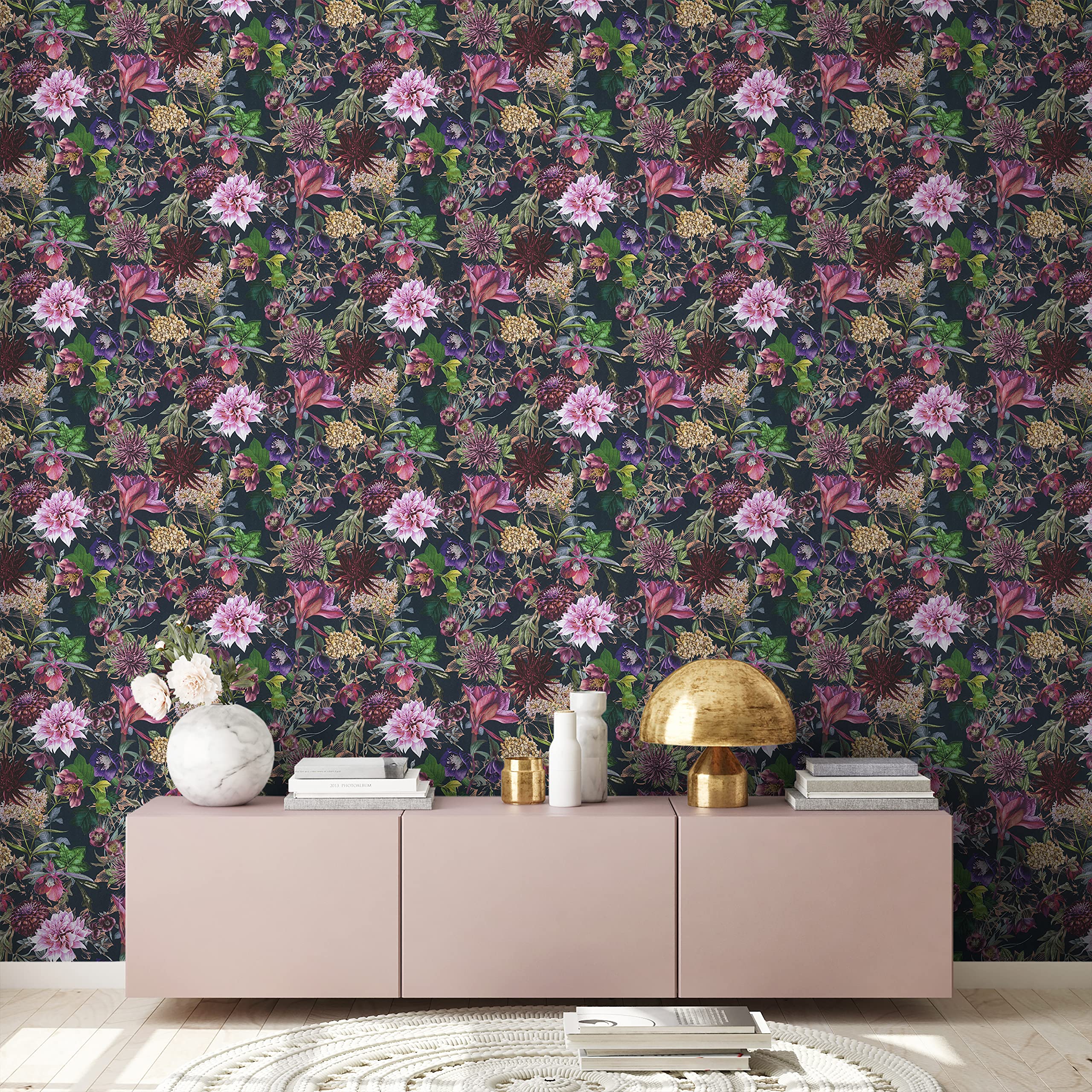 a-s-cr-ation-381756-vliestapete-blumentapete-dunkelgr-n-schwarz image 5