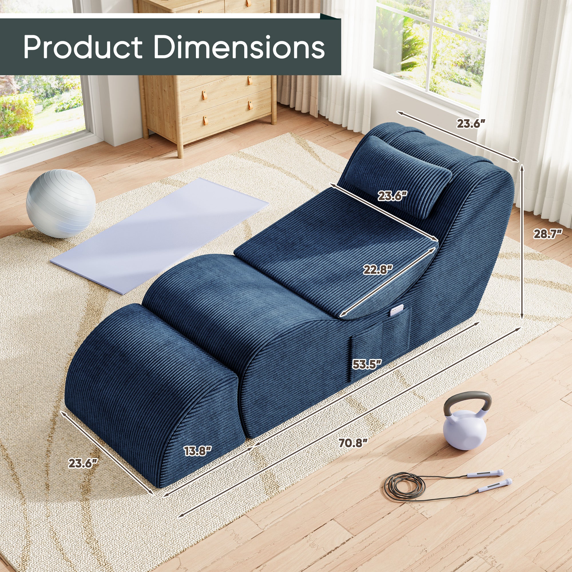 homall-recliner-chair-liegesessel-grau-cord-mit-kissen image 5