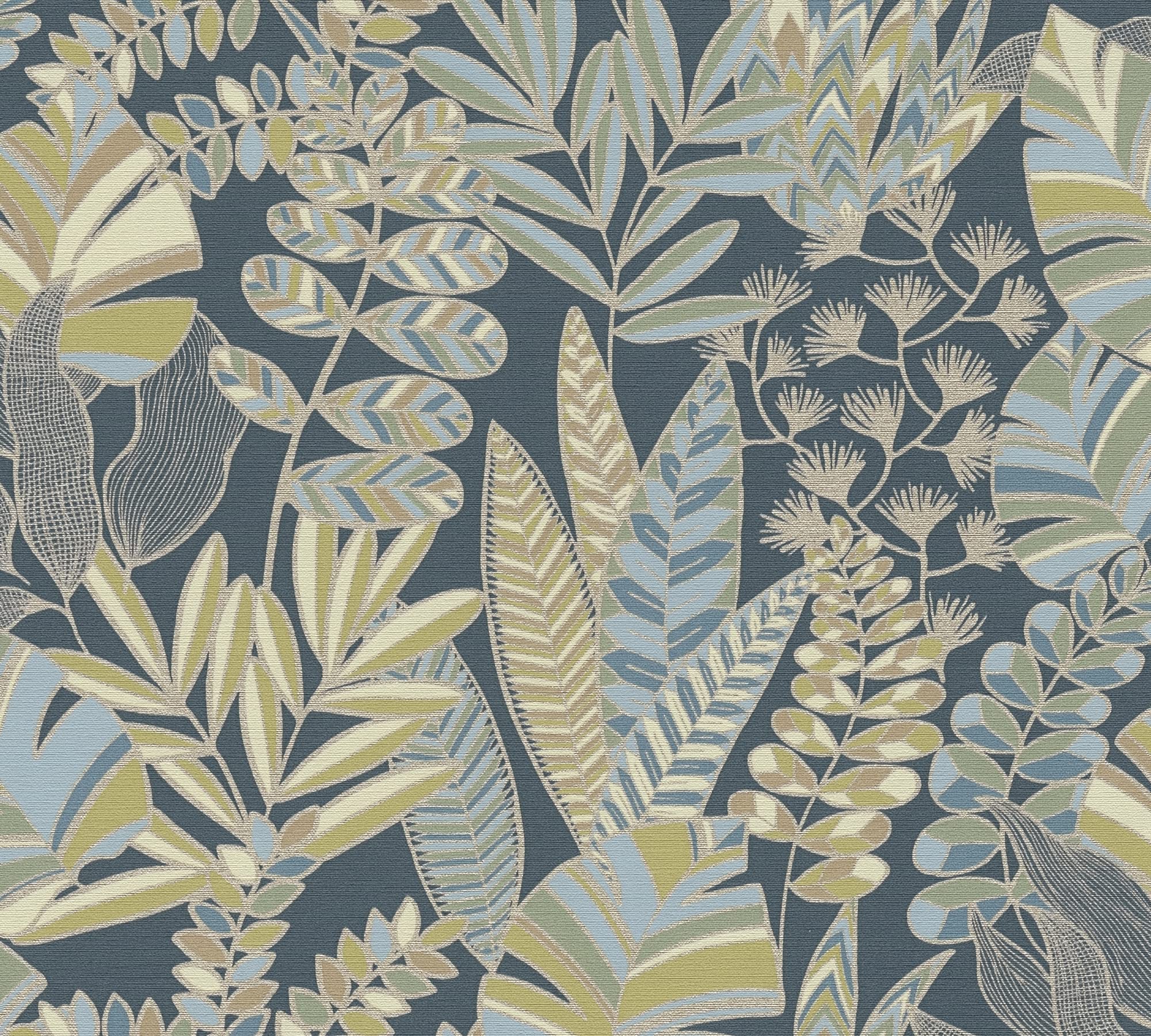 a-s-cr-ation-antigua-vliestapete-floral-blau-gold-10-05m image 5