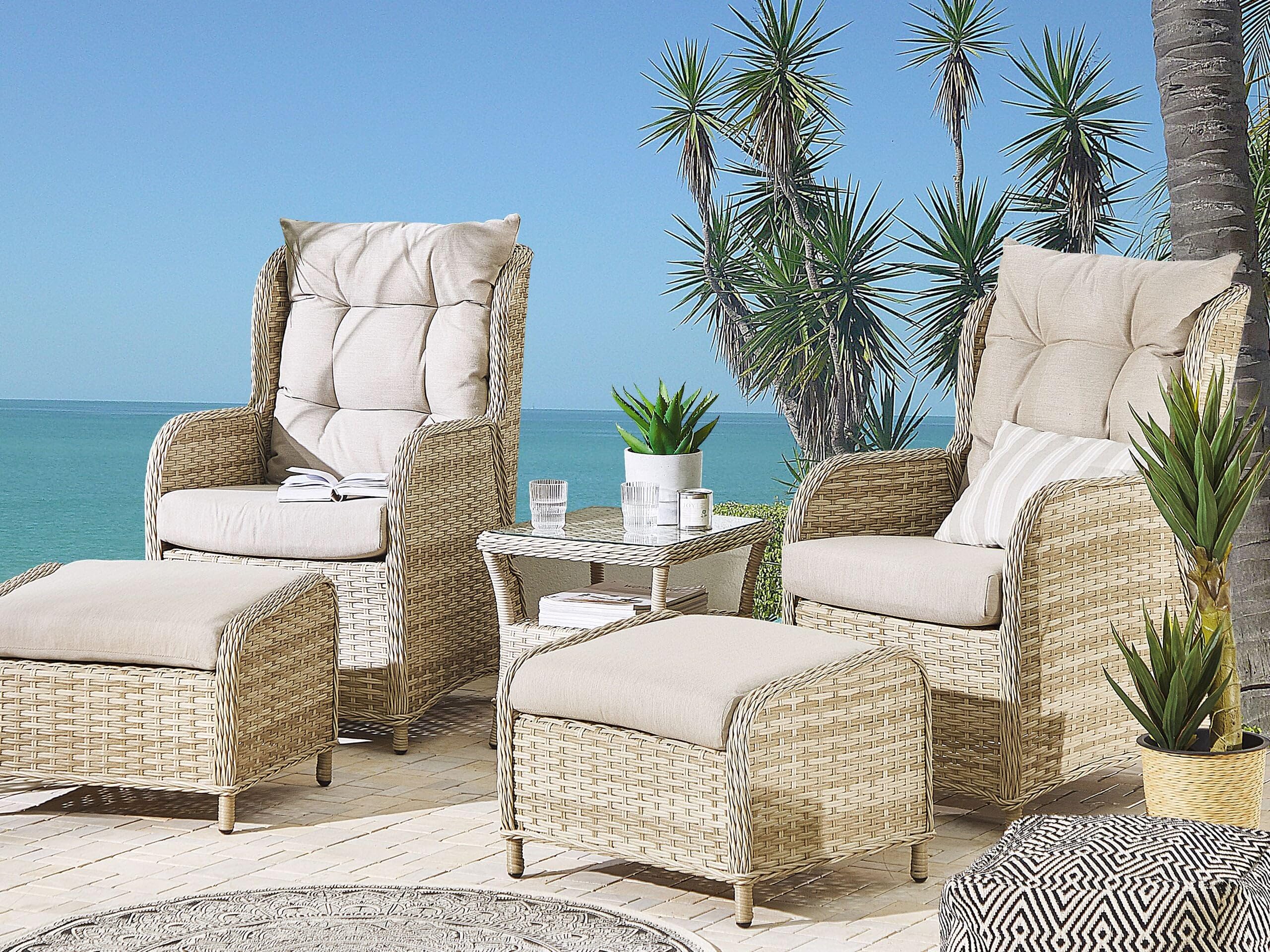 beliani-ponza-lounge-set-rattan-5-teilig-natur-mit-auflagen-beige image 2
