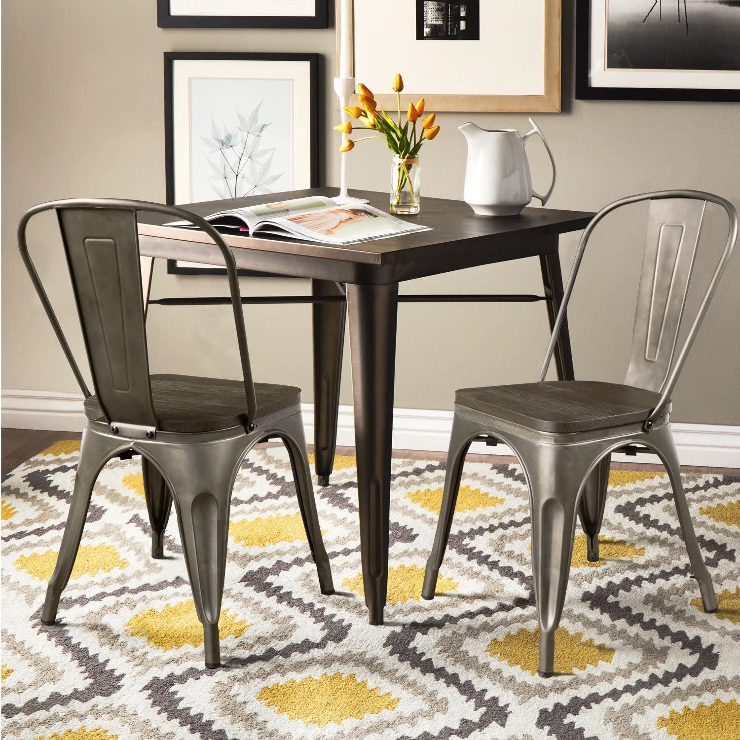 homall-metal-chair-metallstuhl-4er-set-schwarz-gold-stapelbar image 2
