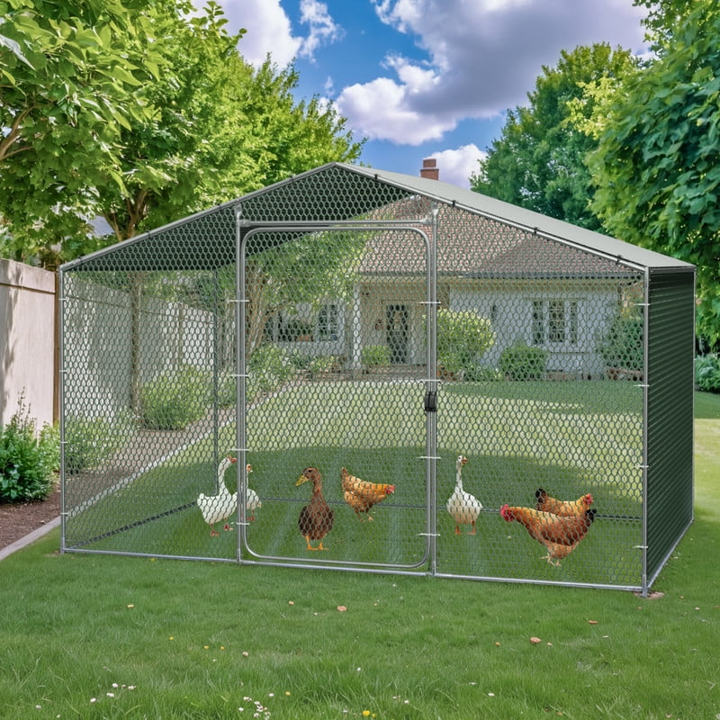 homall-patio-h-hnerstall-metallgehege-doppelt-r-mit-dach image 7