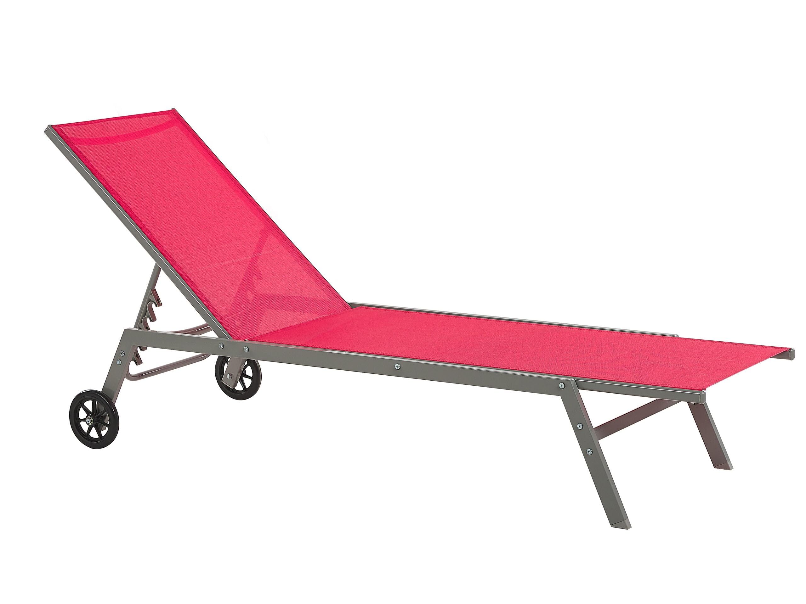 beliani-levanzo-sonnenliege-rot-stahl-mesh-verstellbar image 1