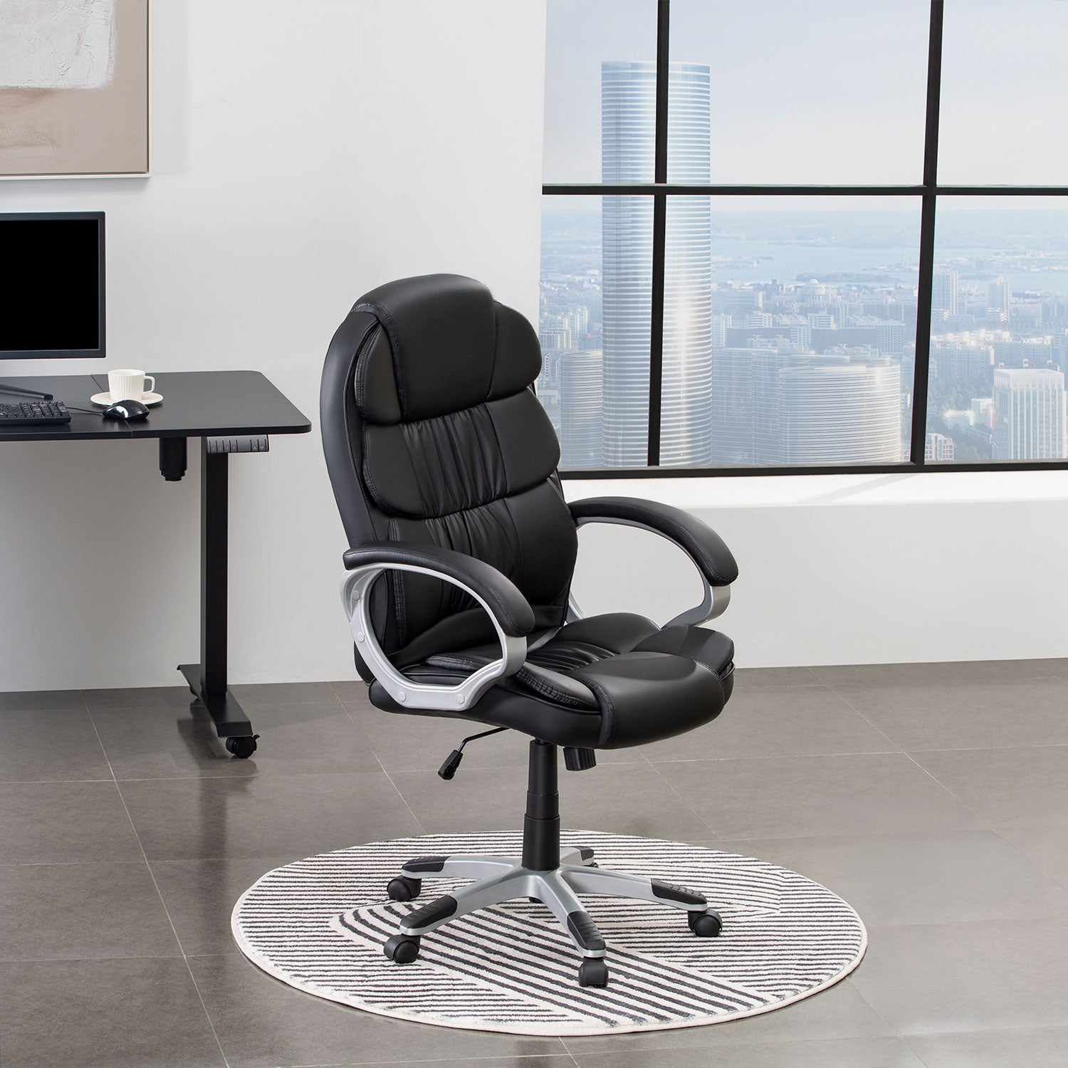 homall-office-leather-chair-b-rostuhl-kunstleder-schwarz-2 image 4