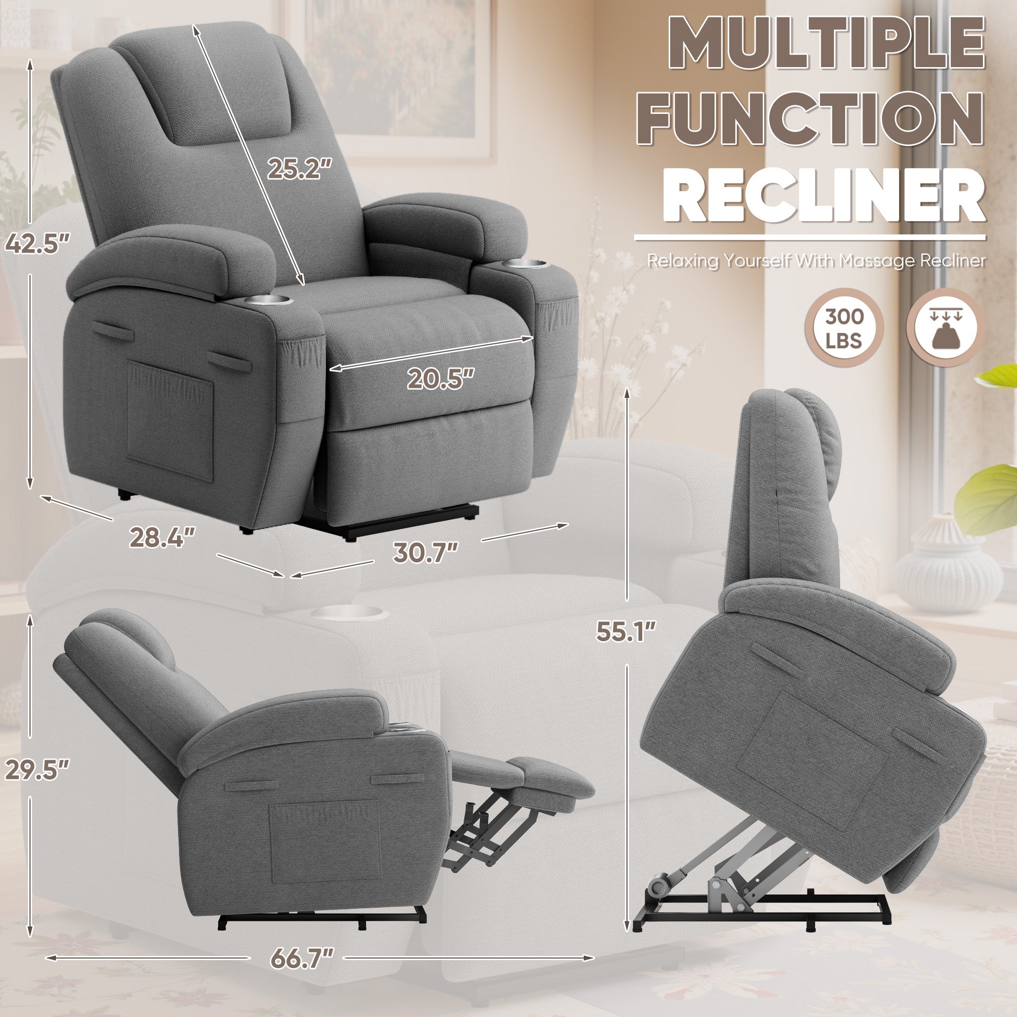 homall-recliner-chair-aufstehsessel-massage-beige-stoff image 3