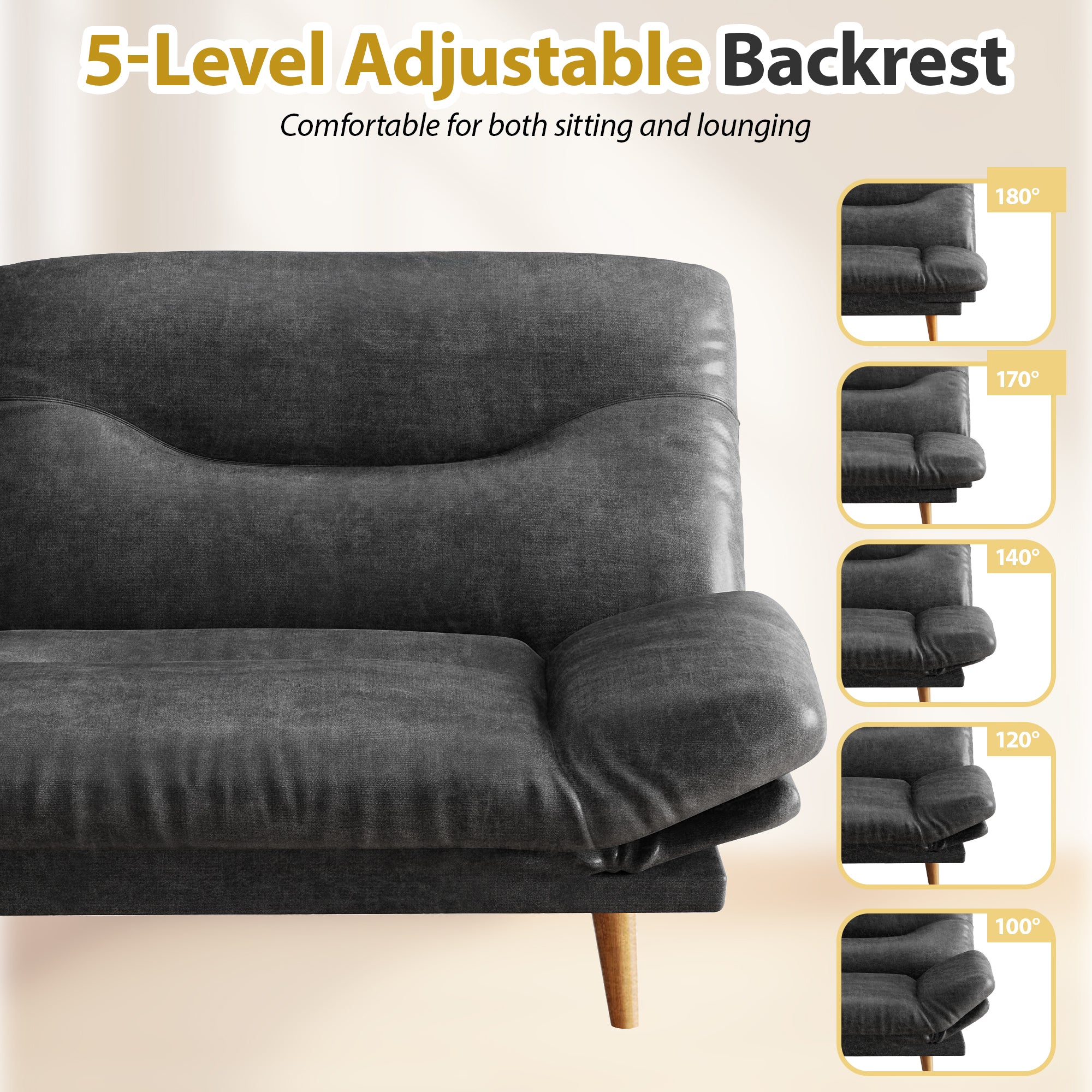 homall-sofa-futon-schlafsofa-pu-schwarz-165-cm image 6