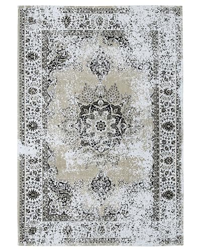 beliani-teppich-160x230-grau-beige-baumwolle-vintage-retro image 8