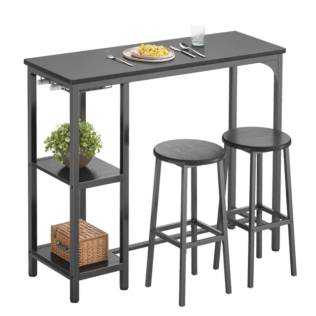 bealife-tb31-bartisch-set-2-barhocker-schwarz-holz image 1