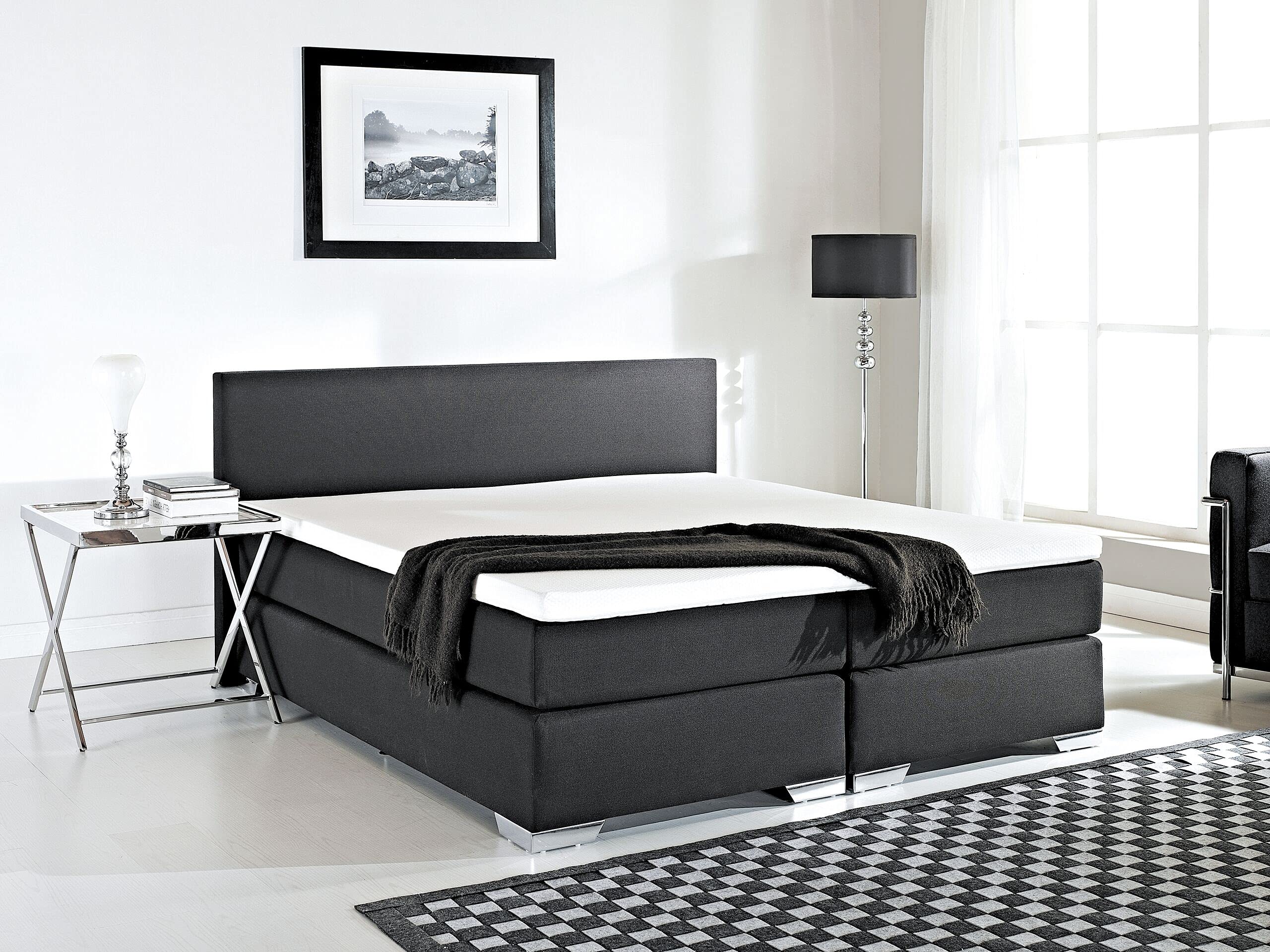 beliani-president-boxspringbett-180x200-schwarz-leinenoptik-mit-stauraum image 2
